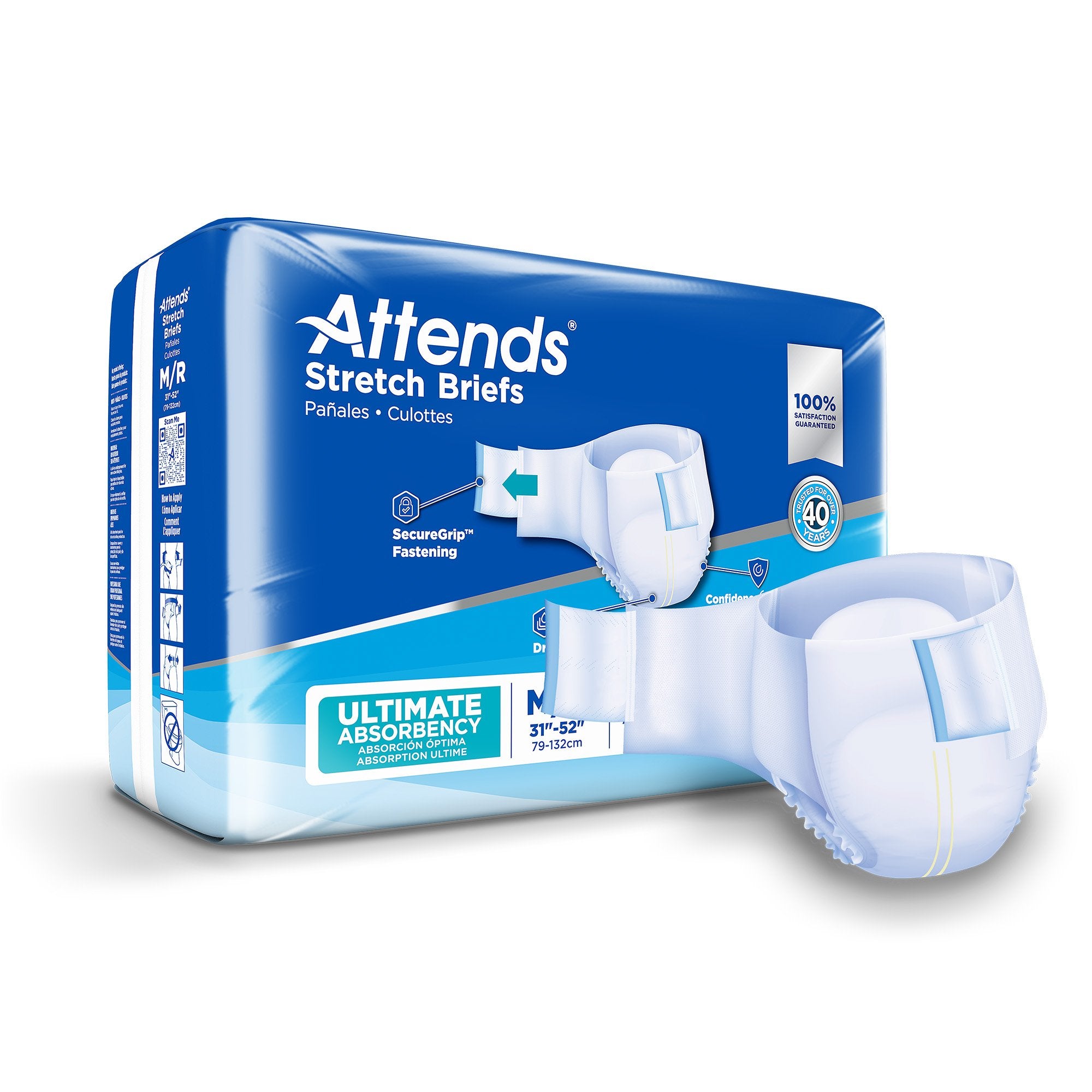 Attends Healthcare Products - Unisex Adult Incontinence Brief Attends® Stretch Medium / Regular Disposable Heavy Absorbency [96/CS]