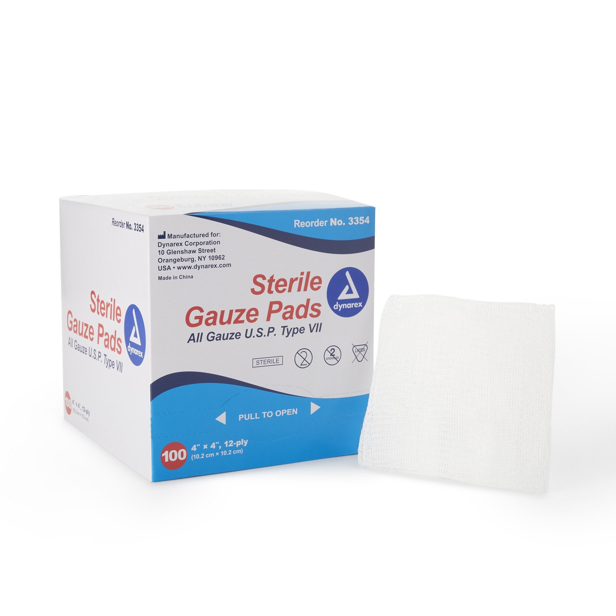 Dynarex - Gauze Sponge Dynarex® 4 X 4 Inch 12-Ply Sterile 1 per Pack [12/CS]