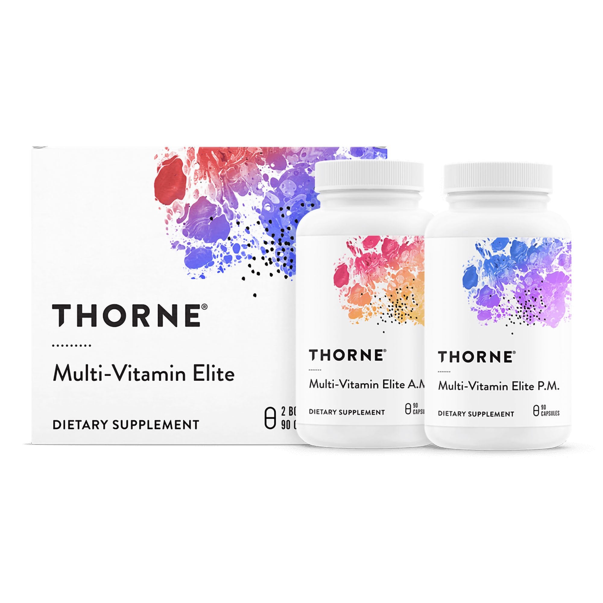 Thorne Research Inc - Dietary Supplement Pack THORNE® Multi-Vitamin Elite Vitamin A, C, D, E, K Various Strengths Capsule 90 Per Bottle [12/CS]