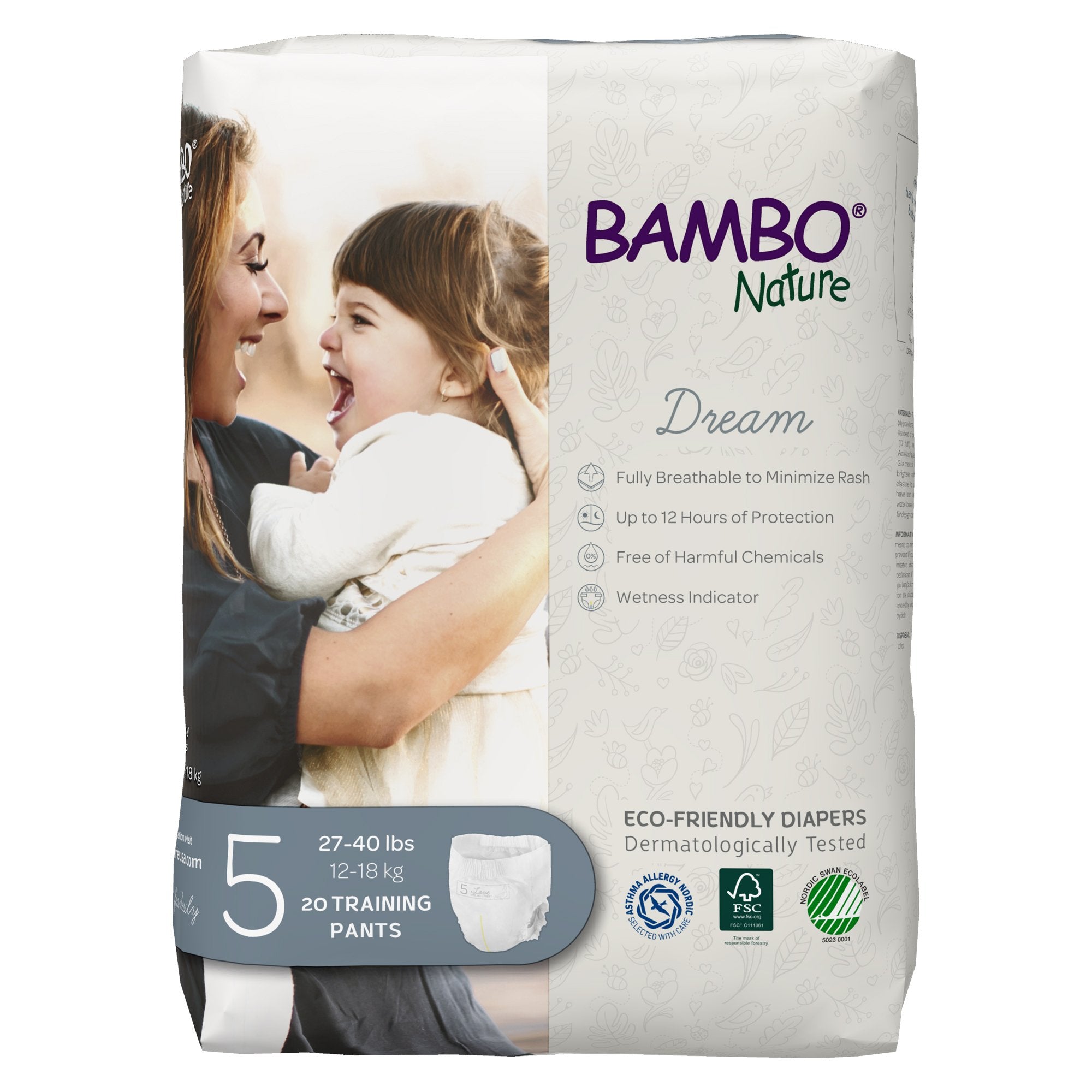 Abena North America - Unisex Toddler Training Pants Bambo® Nature Dream Pull On with Tear Away Seams Size 5 Disposable Heavy Absorbency [100/CS]