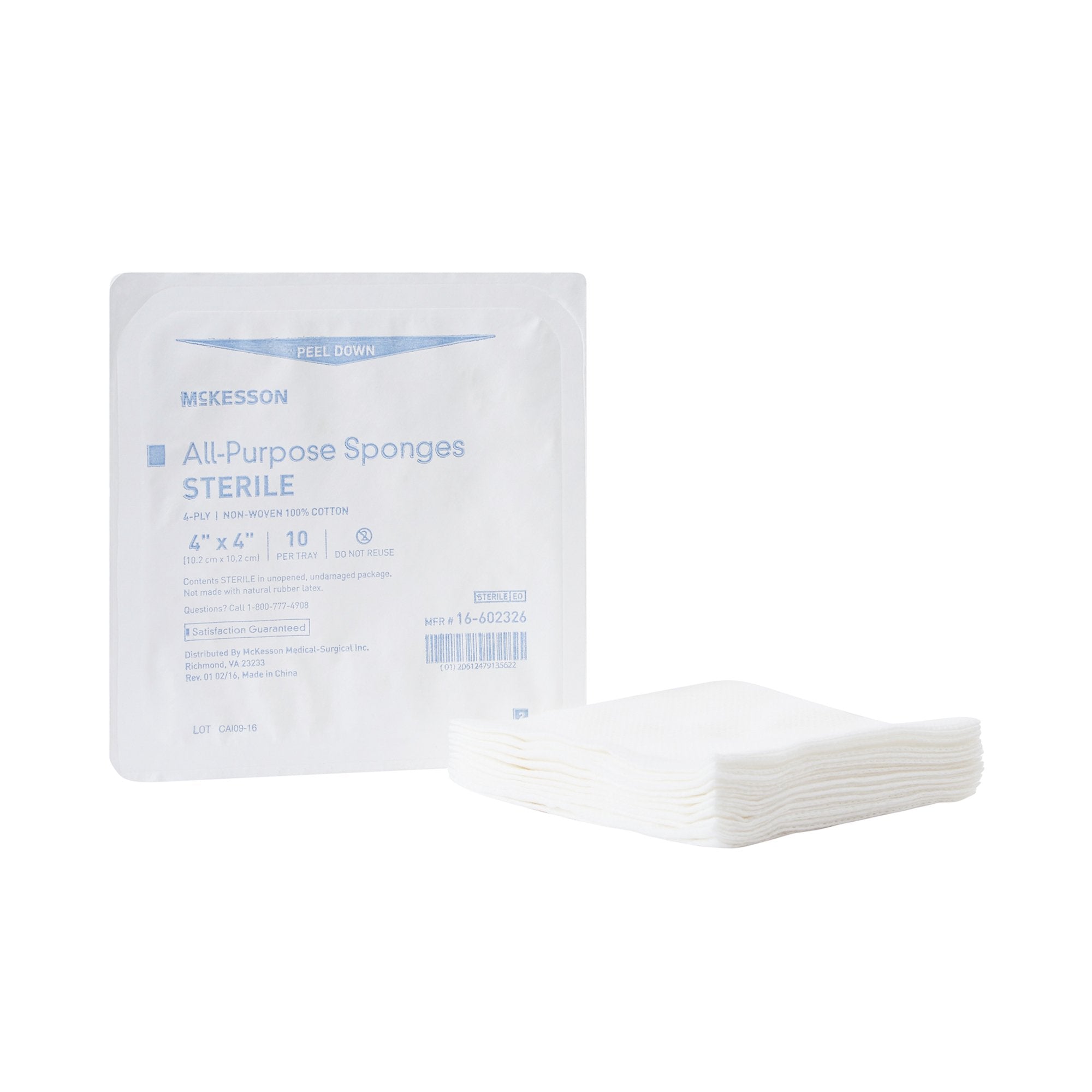 McKesson Brand - Nonwoven Sponge McKesson 4 X 4 Inch 4-Ply Sterile 10 per Tray [96/CS]