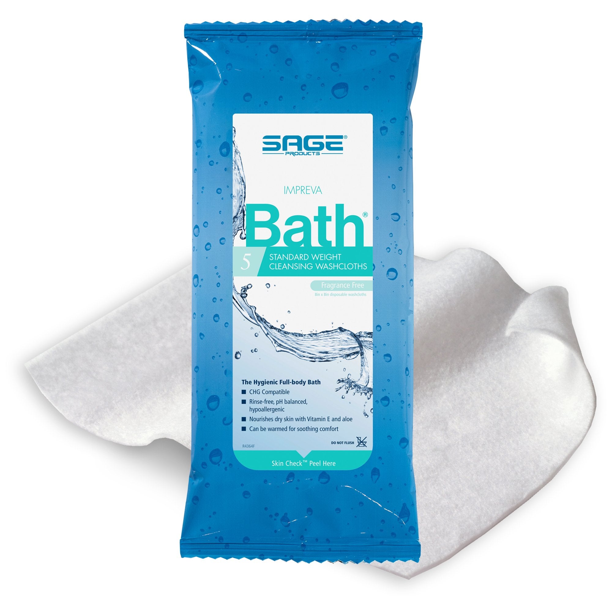 Sage Products - Rinse-Free Bath Wipe Impreva Bath™ Soft Pack Unscented 5 Count [78/CS]