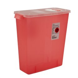 Cardinal - Sharps Container In-Room™ Translucent Red Base 13-3/4 H X 13-3/4 W X 6 D Inch Vertical Entry 3 Gallon [10/CS]