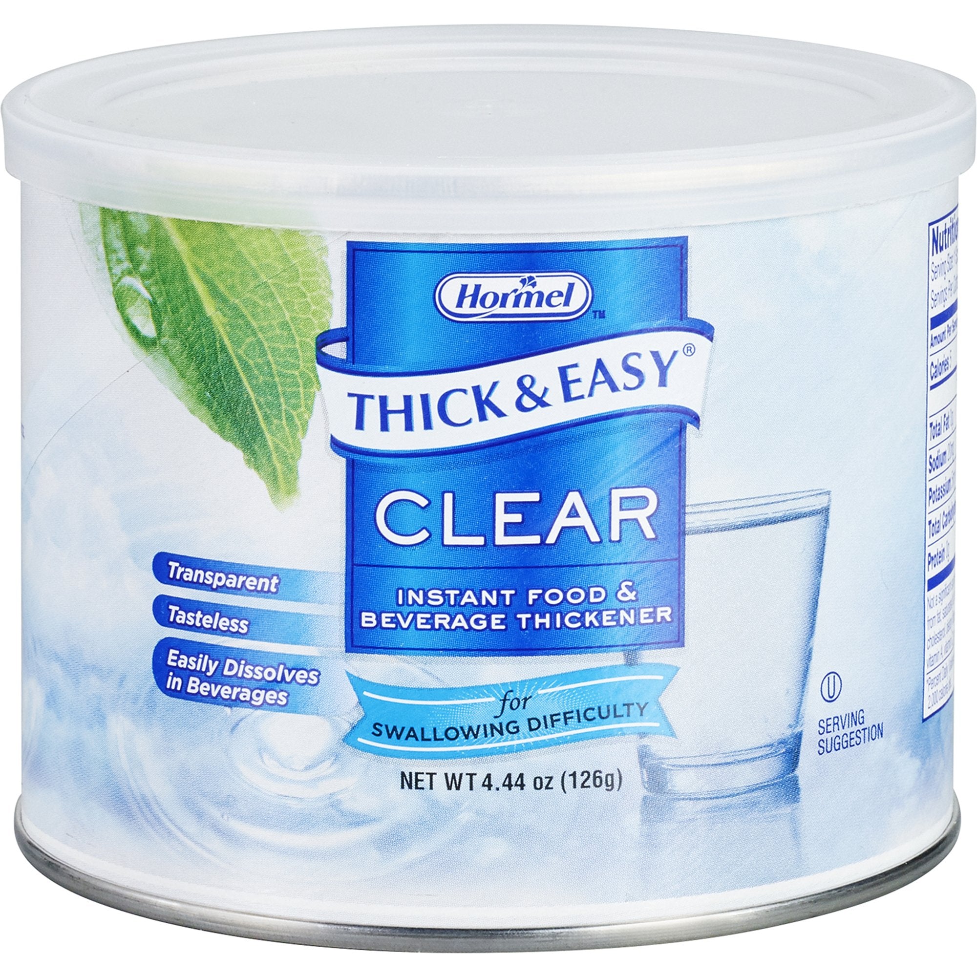 Hormel Food Sales - Food and Beverage Thickener Thick & Easy® Clear 4.4 oz. Canister Unflavored Powder IDDSI Level 2 Mildly Thick [4/CS]