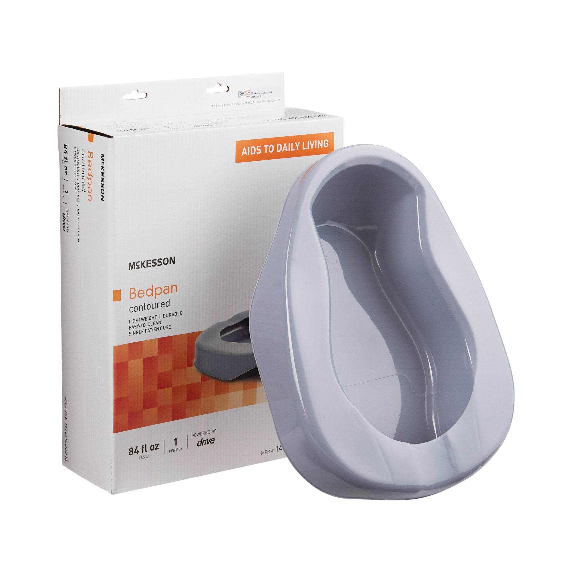 McKesson Brand - Contoured Bedpan McKesson Gray 84 oz. / 2484 mL [6/CS]