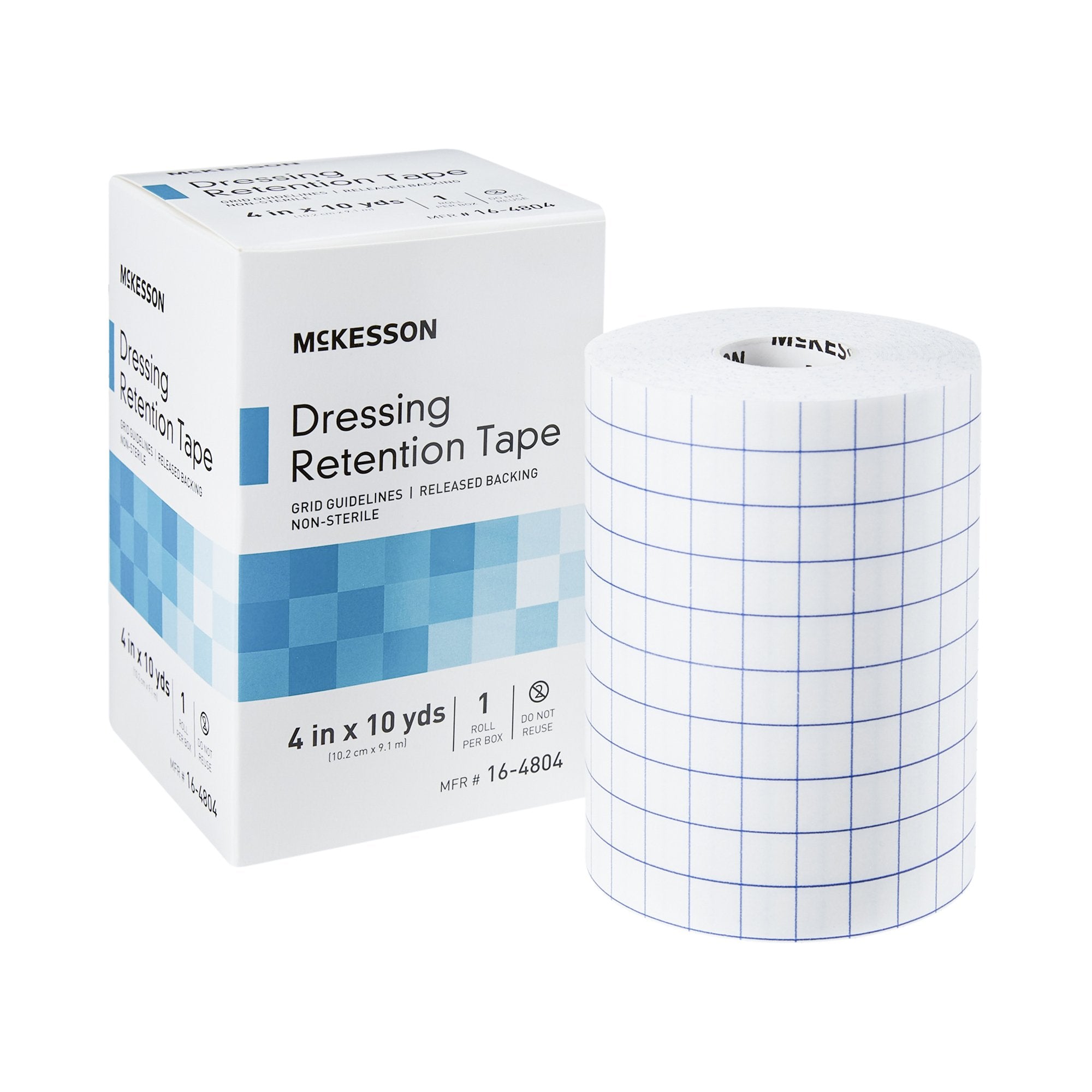 McKesson Brand - Water Resistant Dressing Retention Tape with Liner McKesson White 4 Inch X 10 Yard Nonwoven / Printed Release Paper NonSterile [24/CS]