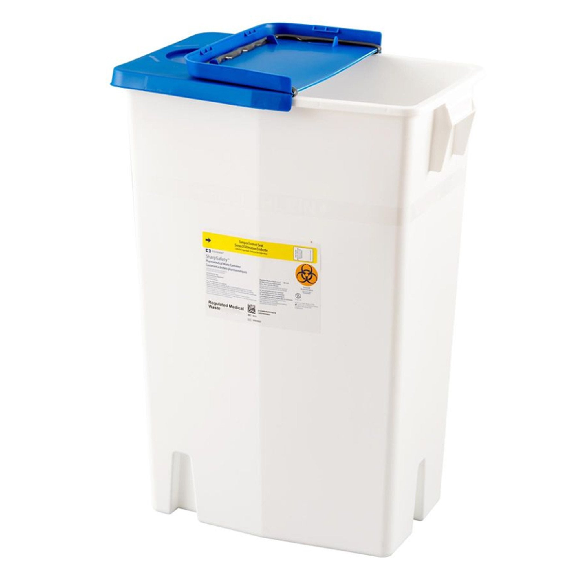 Cardinal - Pharmaceutical Waste Container PharmaSafety™ White Base 26 H X 12-3/4 D X 18-1/4 W Inch Vertical Entry 18 Gallon [5/CS]