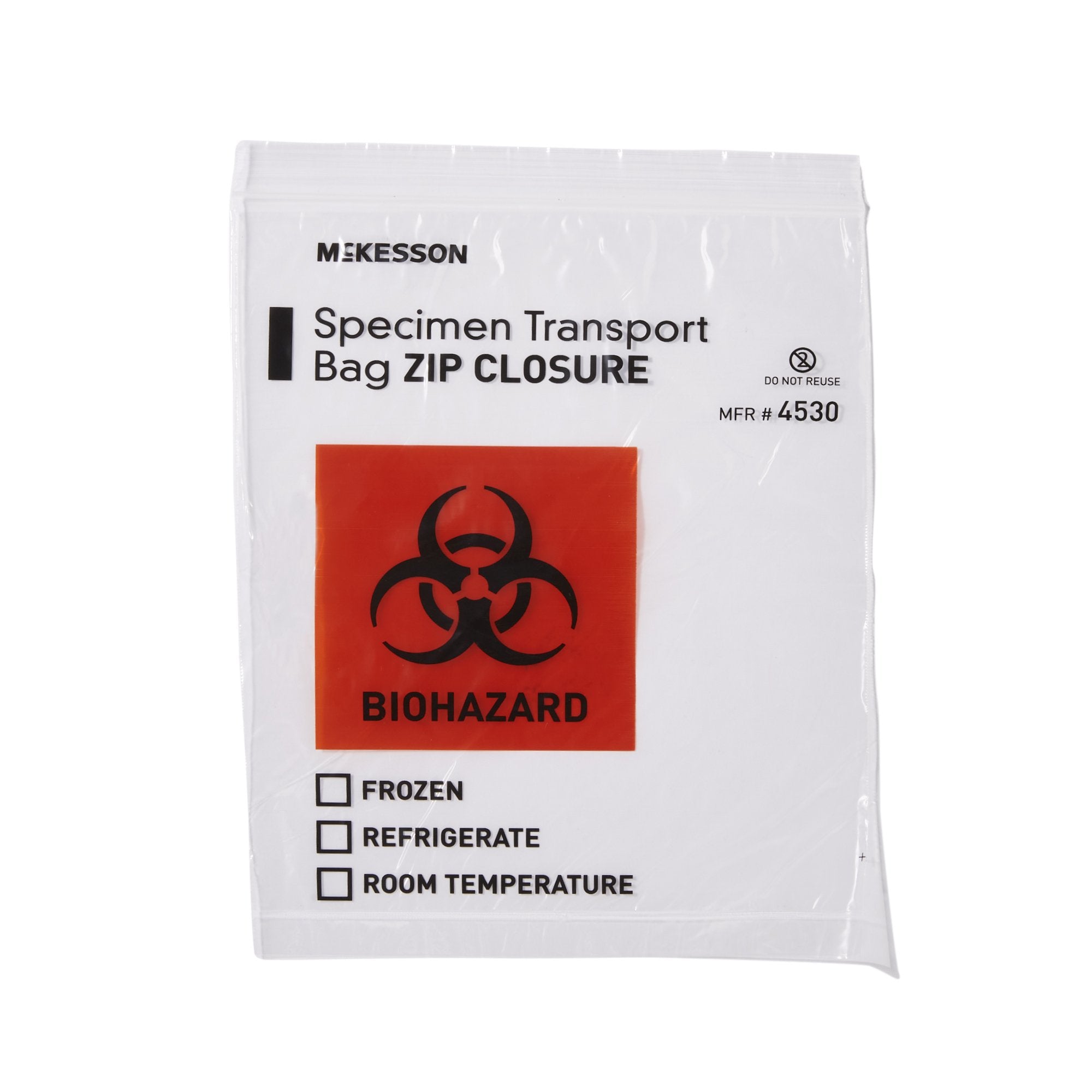 McKesson Brand - Specimen Transport Bag McKesson 8 X 10 Inch Zip Closure Biohazard Symbol / Storage Instructions NonSterile [1000/CS]