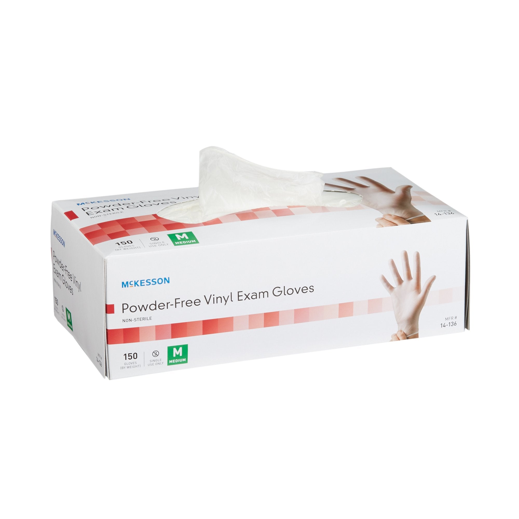 McKesson Brand - Exam Glove McKesson Medium NonSterile Vinyl Standard Cuff Length Smooth Clear Not Rated [1500/CS]