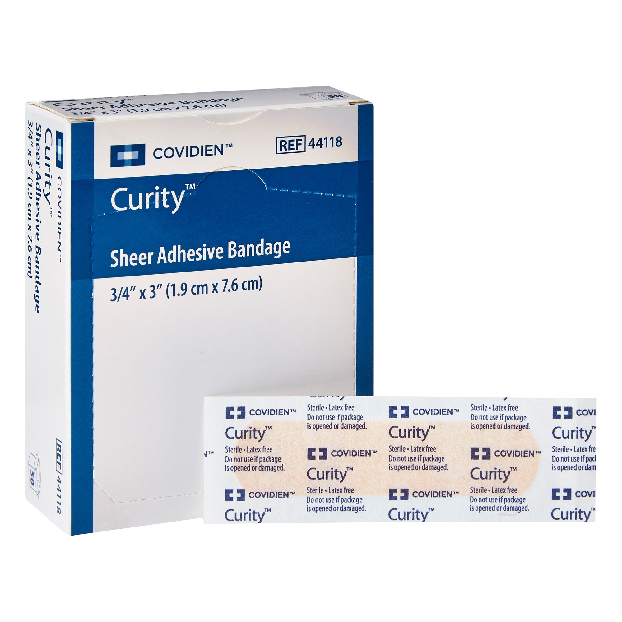 Cardinal - Adhesive Strip Curity™ 3/4 X 3 Inch Plastic Rectangle Sheer Sterile [3600/CS]