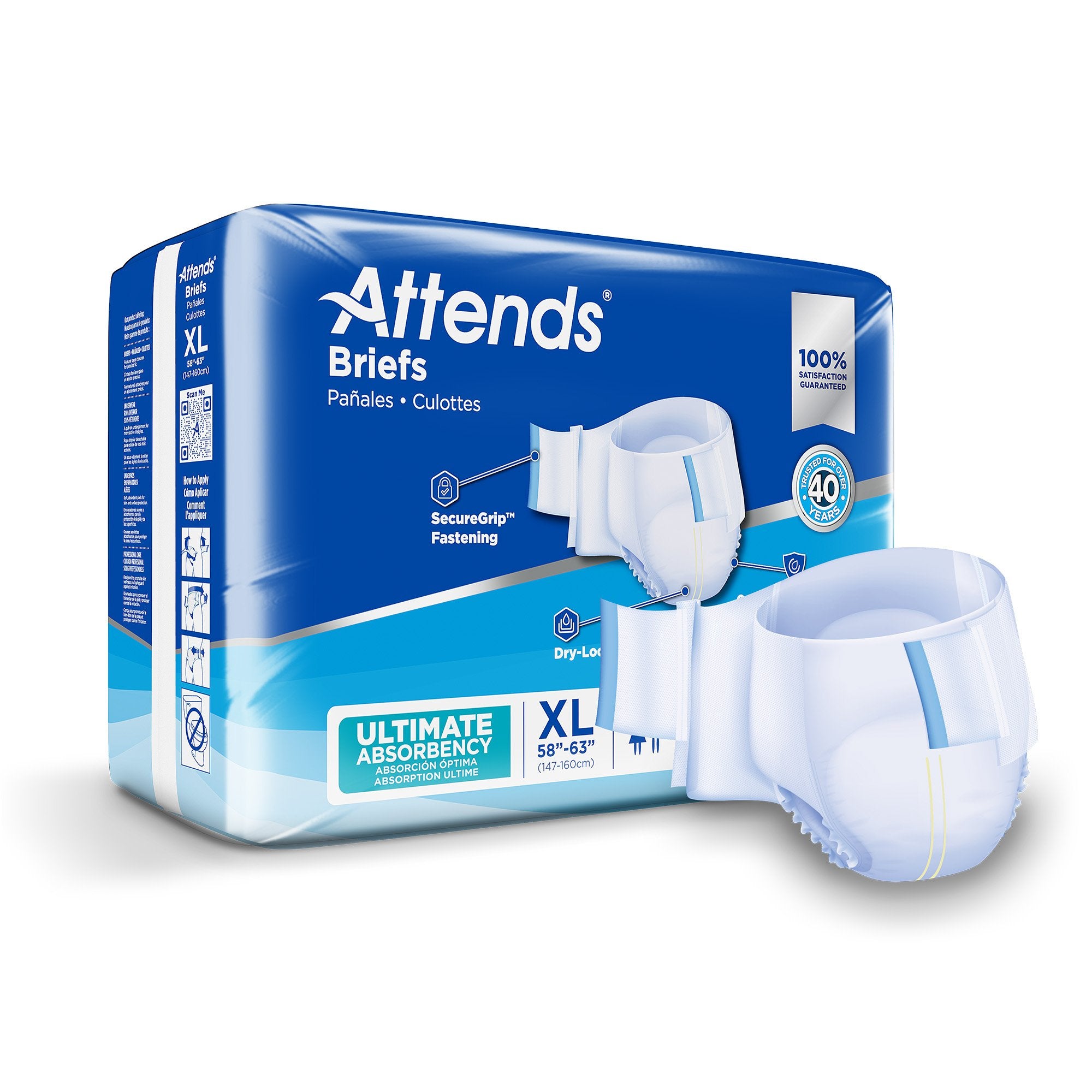 Attends Healthcare Products - Unisex Adult Incontinence Brief Attends® Advanced X-Large Disposable Heavy Absorbency [60/CS]