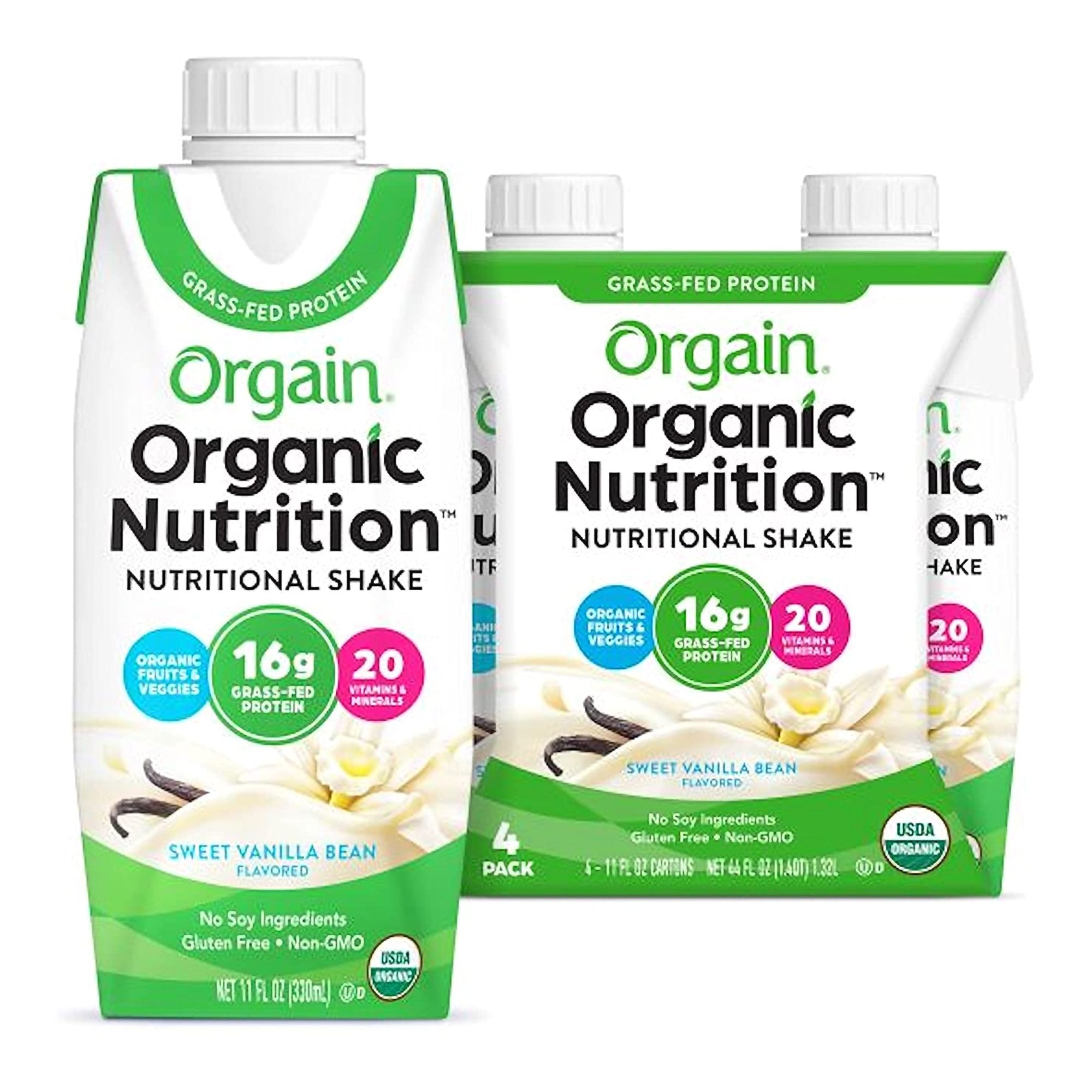 Orgain Inc - Oral Supplement Orgain® Organic Nutritional Shake Sweet Vanilla Bean Flavor Liquid 11 oz. Carton [12/CS] (1039285_CS)