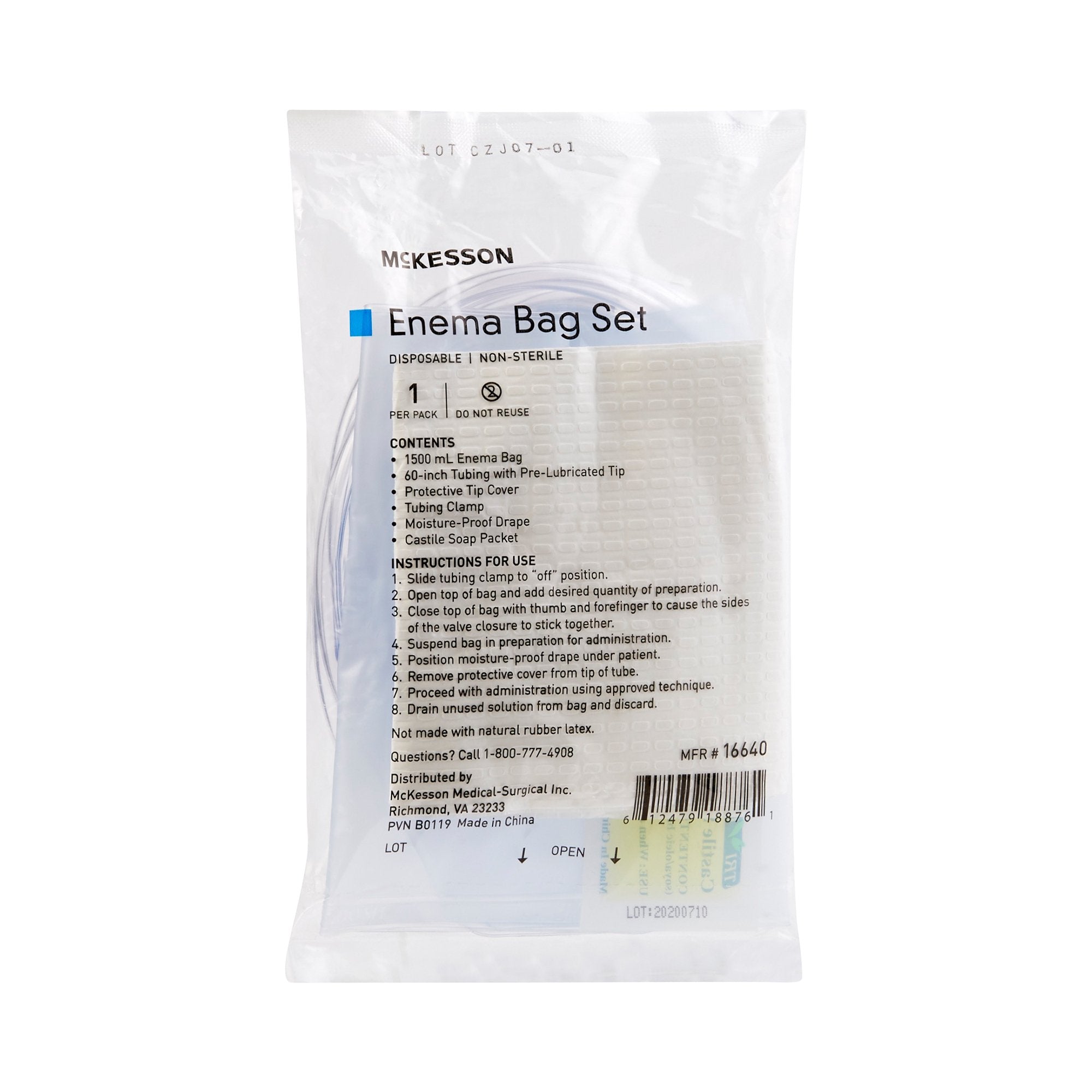 McKesson Brand - Enema Bag Set McKesson NonSterile 1500 mL [50/CS]