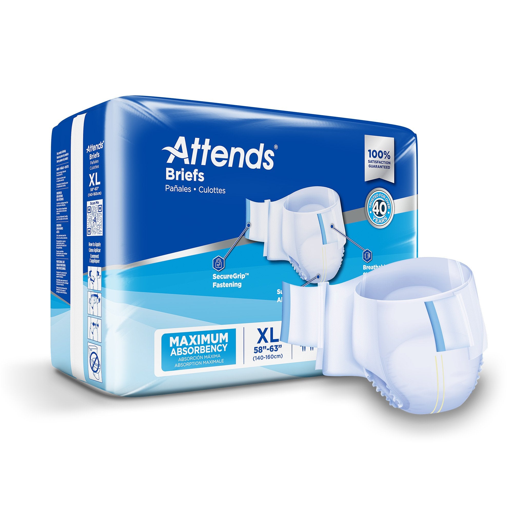 Attends Healthcare Products - Unisex Incontinence Brief Attends® X-Large Disposable Heavy Absorbency [60/CS]