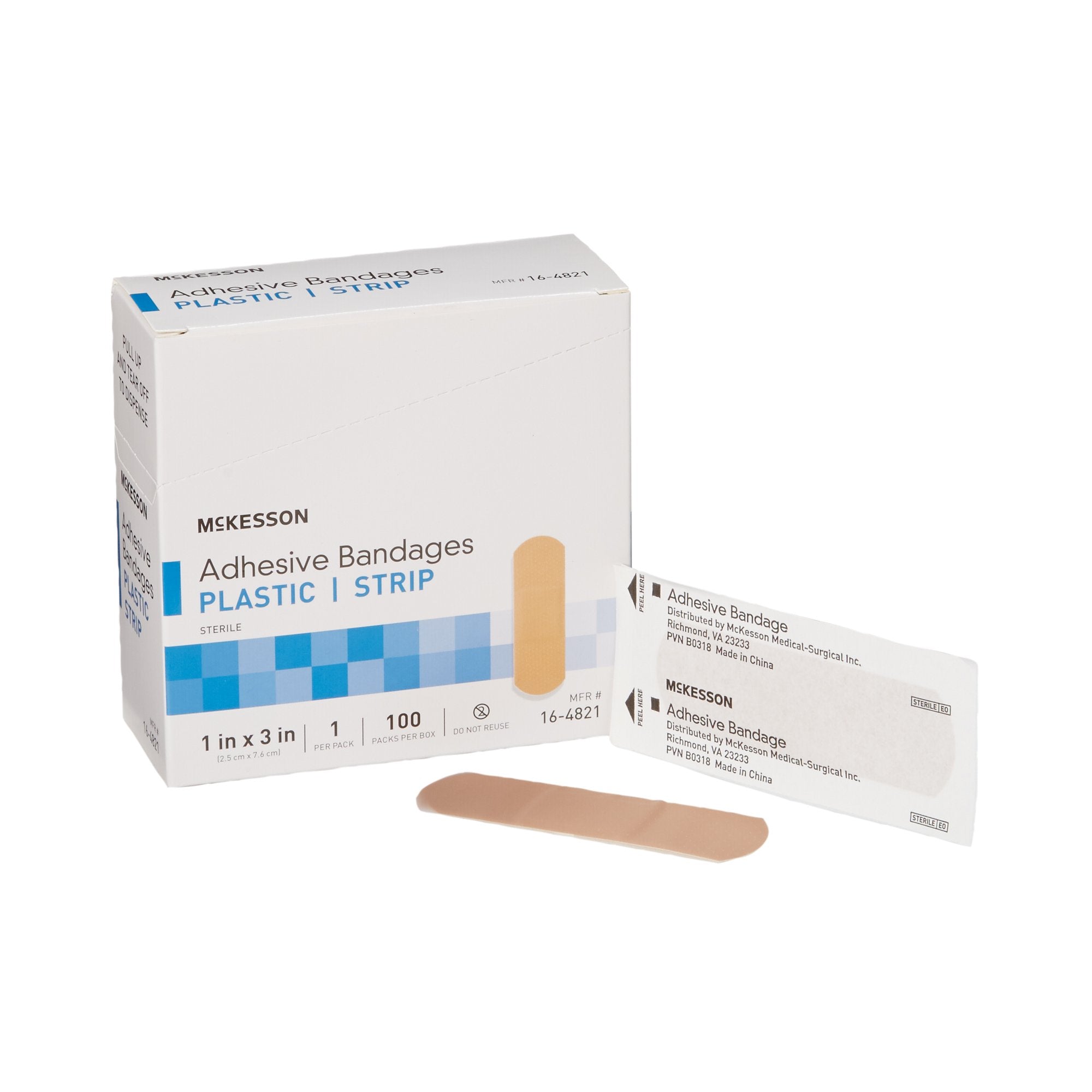 McKesson Brand - Adhesive Strip McKesson 1 X 3 Inch Plastic Rectangle Tan Sterile [2400/CS]