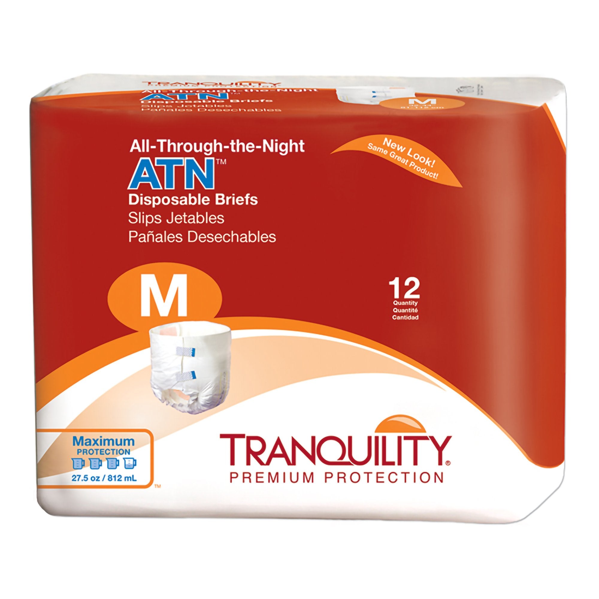 Principle Business Enterprises - Unisex Adult Incontinence Brief Tranquility® ATN Medium Disposable Heavy Absorbency [96/CS]