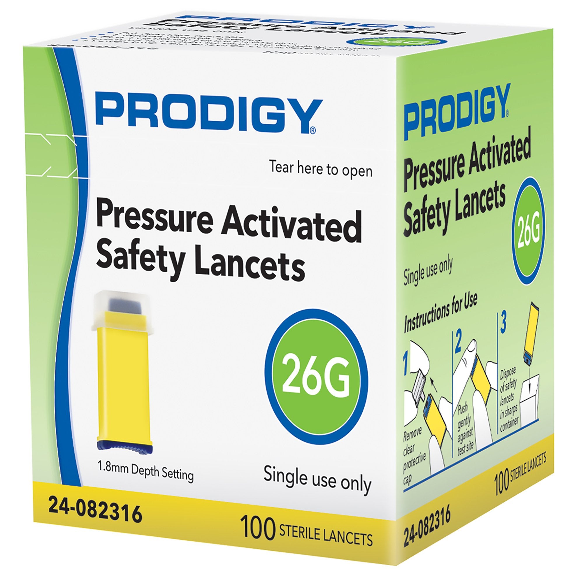 Prodigy Diabetes Care - Safety Lancet Prodigy 26 Gauge Retractable Pressure Activated Finger [1000/CS]