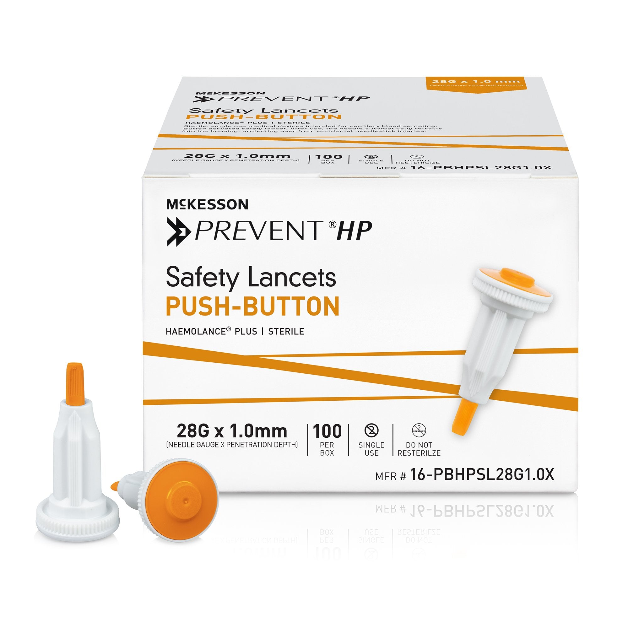 McKesson Brand - Safety Lancet McKesson Prevent® HP 28 Gauge Retractable Push Button Activation Finger [2000/CS] (1217987_CS)