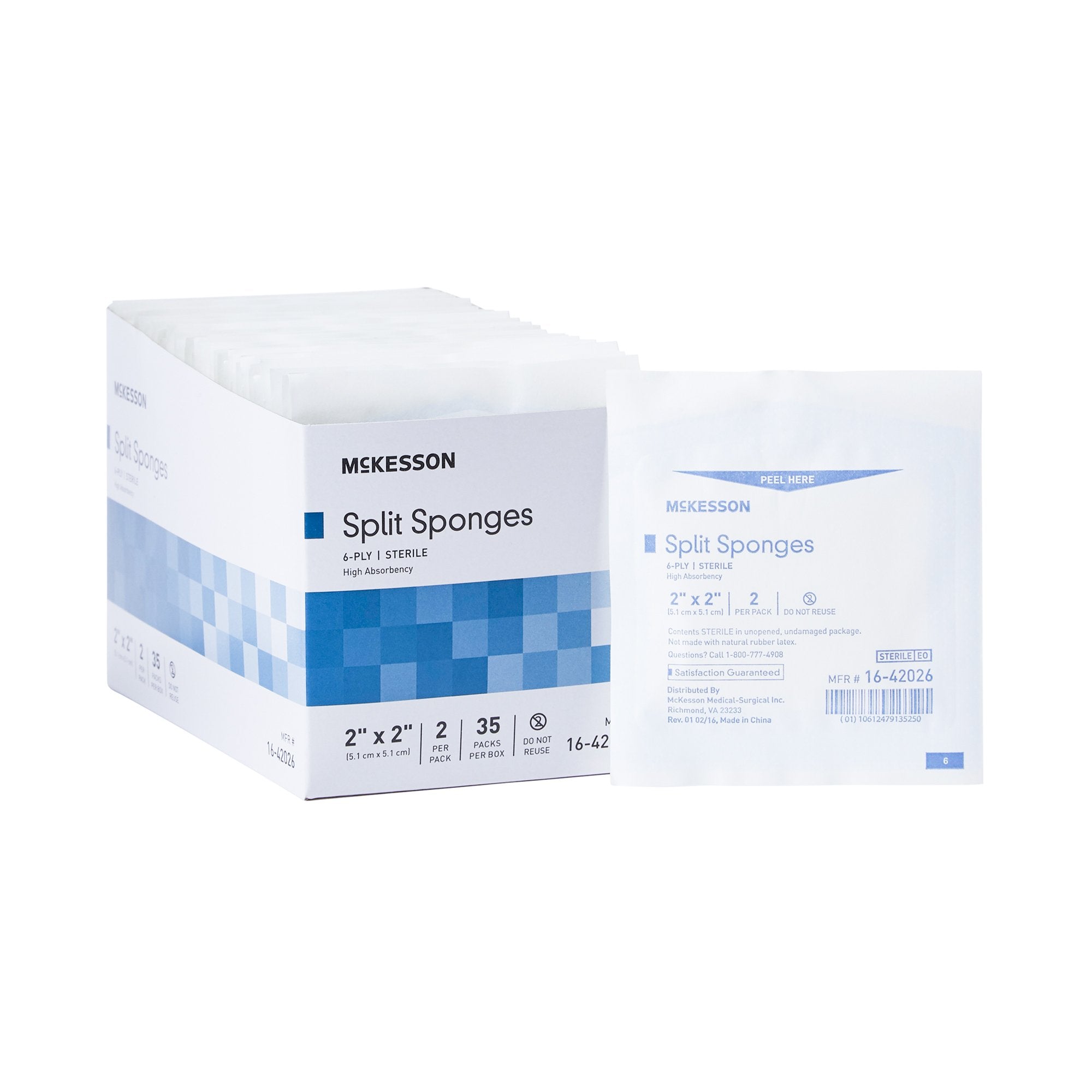 McKesson Brand - I.V. Sponge McKesson 2 X 2 Inch 6-Ply Sterile 2 per Pack [700/CS] (482414_CS)