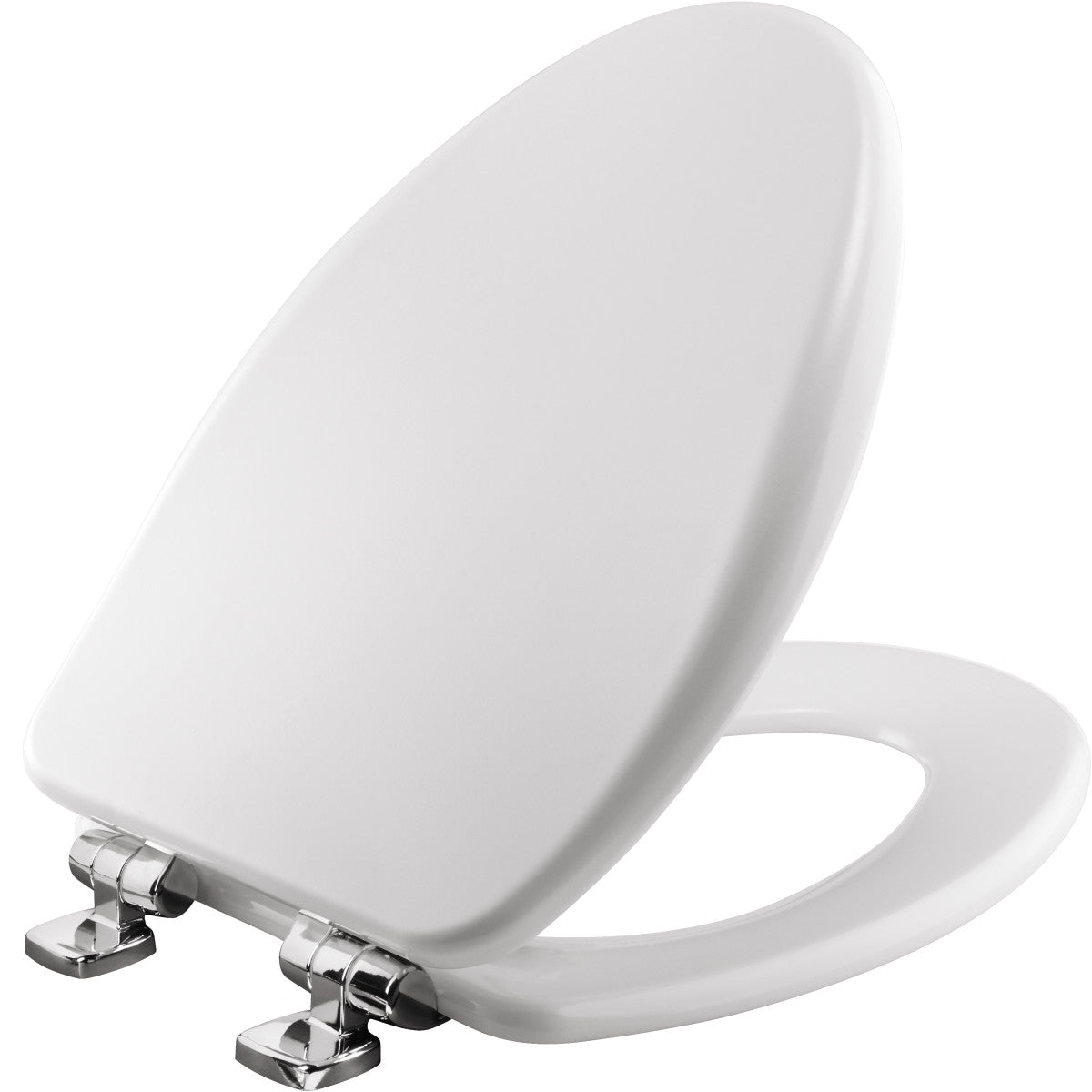 Bemis Alesio Elongated High Density Enameled Wood Toilet Seat in White with STA-TITE® Seat Fastening System, Whisper•Close®, Precision Seat Fit Adjustable Chrome Hinge and Super Grip Bumpers