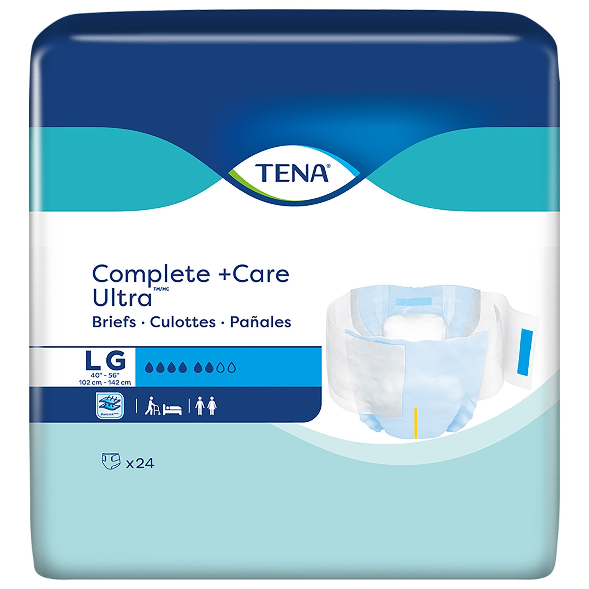 Essity HMS North America Inc - Unisex Adult Incontinence Brief TENA® Complete + Care Ultra™ Large Disposable Moderate Absorbency [72/CS]