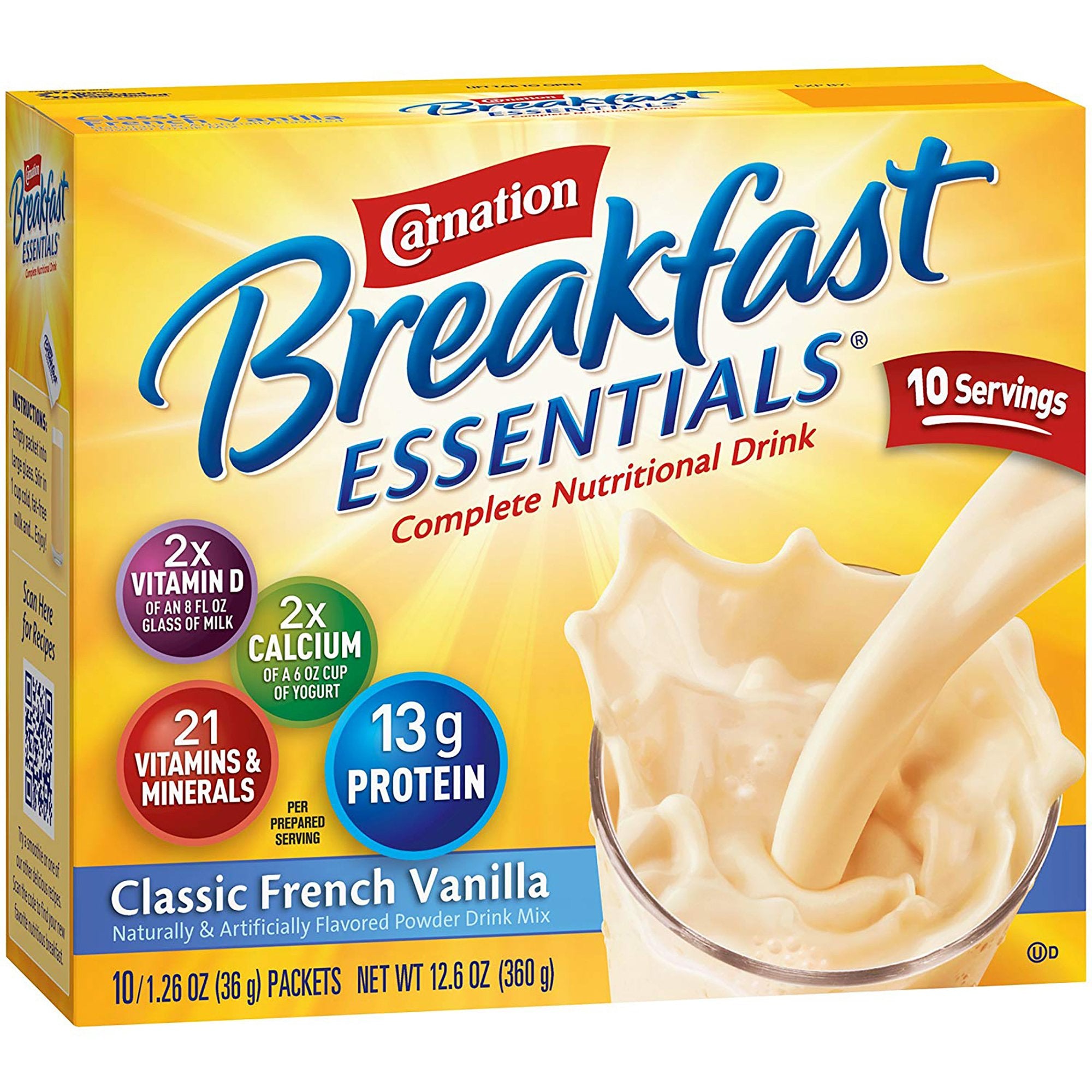 Nestle Healthcare Nutrition - Oral Supplement Carnation Breakfast Essentials® French Vanilla Flavor Powder 1.26 oz. Individual Packet [60/CS] (810730_CS)