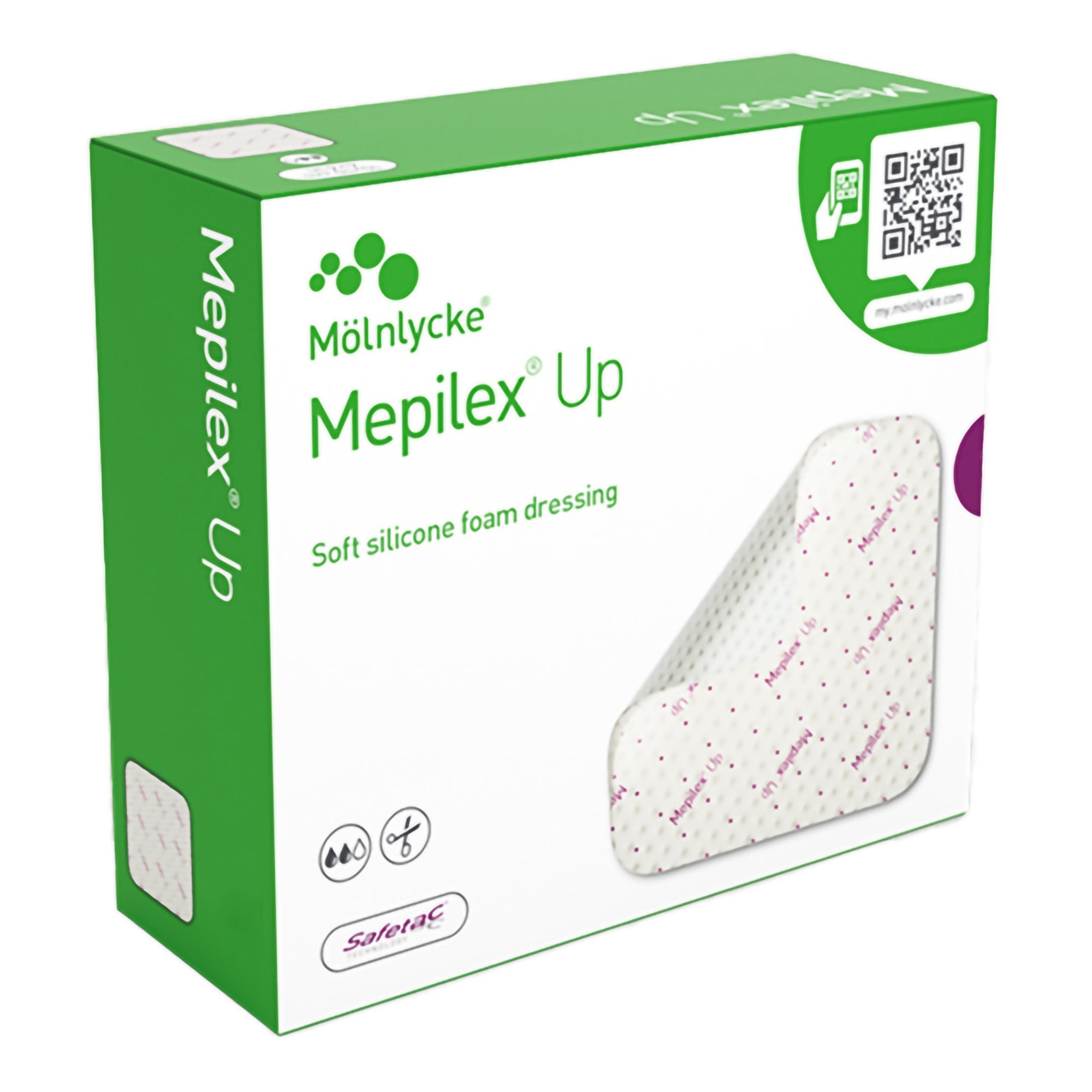 Molnlycke - Foam Dressing Mepilex® Up 4 X 4 Inch Without Border Without Film Backing Silicone Adhesive Square Sterile [40/CS]