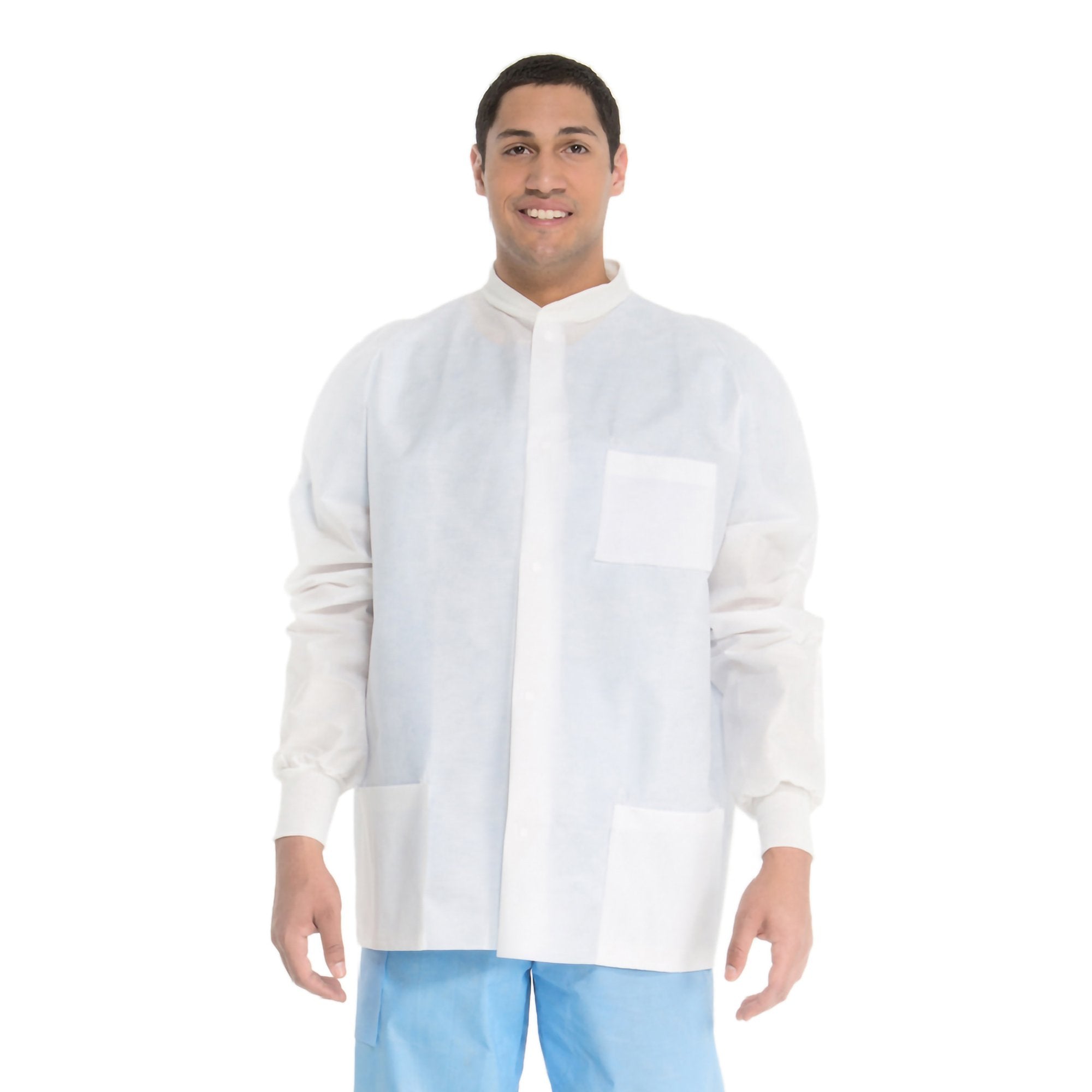 O&M Halyard Inc - Lab Jacket White Large Hip Length 3-Layer SMS Disposable [25/CS]