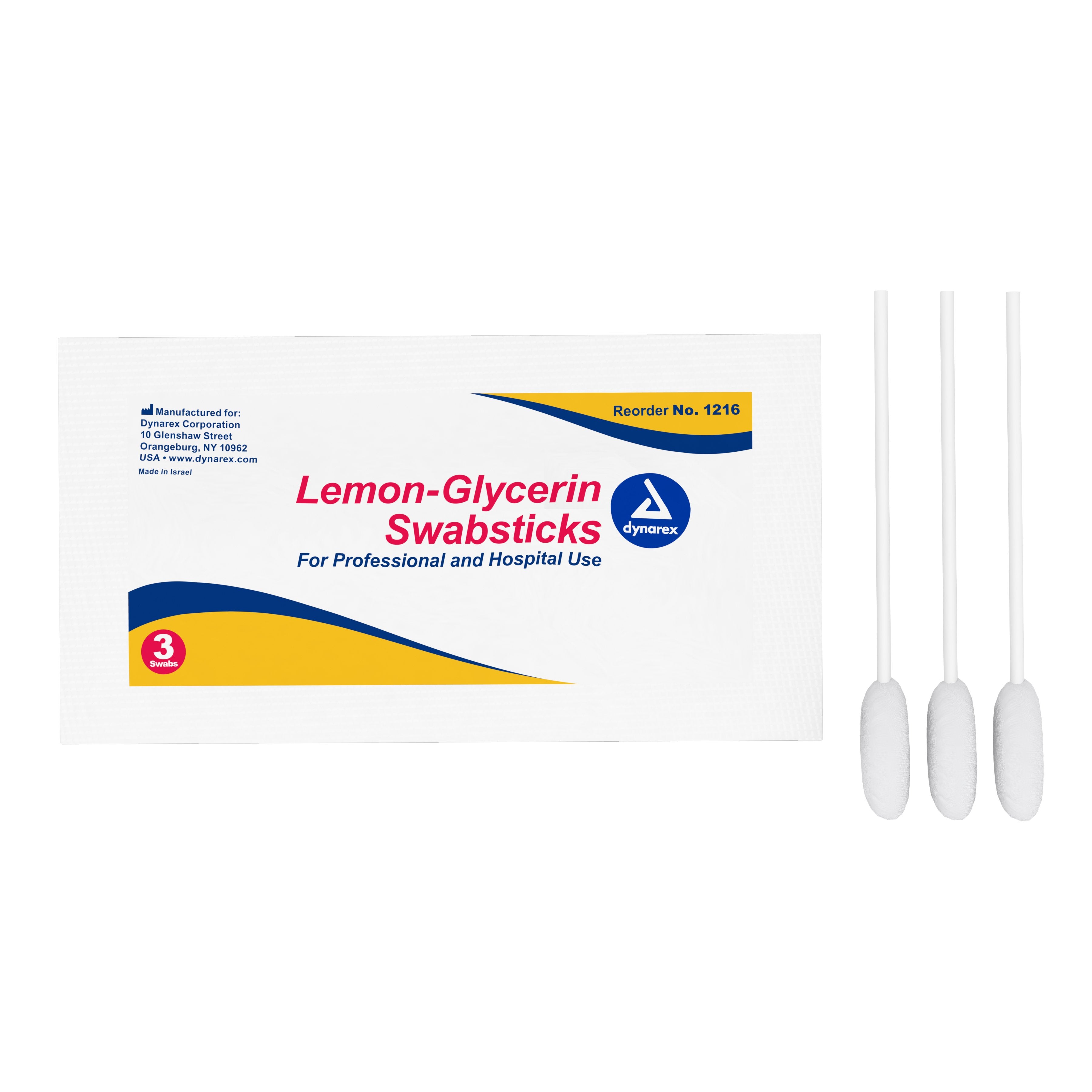 Dynarex - Lemon Glycerin Swabstick Dynarex® Foam Tip 3 per Pack [250/CS]