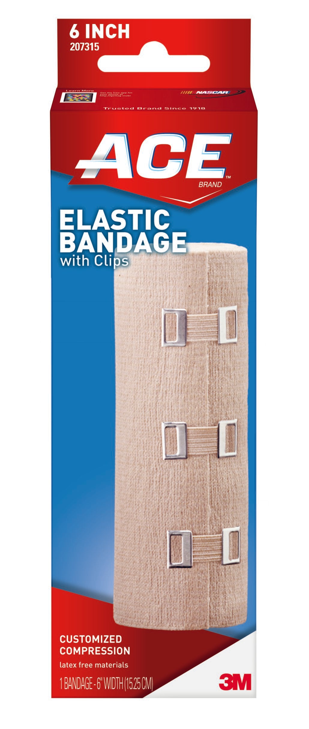 3M Company - Elastic Bandage 3M™ ACE™ 6 Inch X 5-1/3 Foot Clip Detached Closure Tan NonSterile Standard Compression [36/CS]