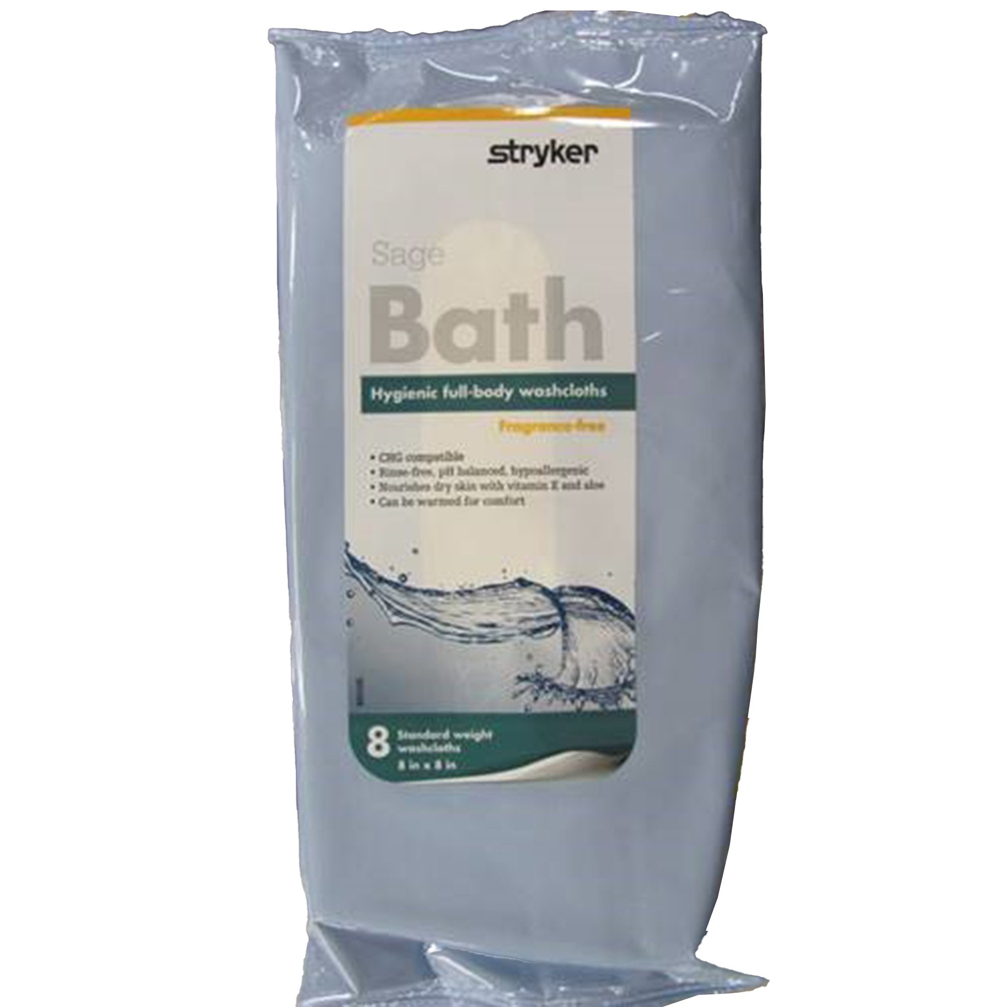 Sage Products - Rinse-Free Bath Wipe Sage Bath Soft Pack Unscented 8 Count [704/CS]