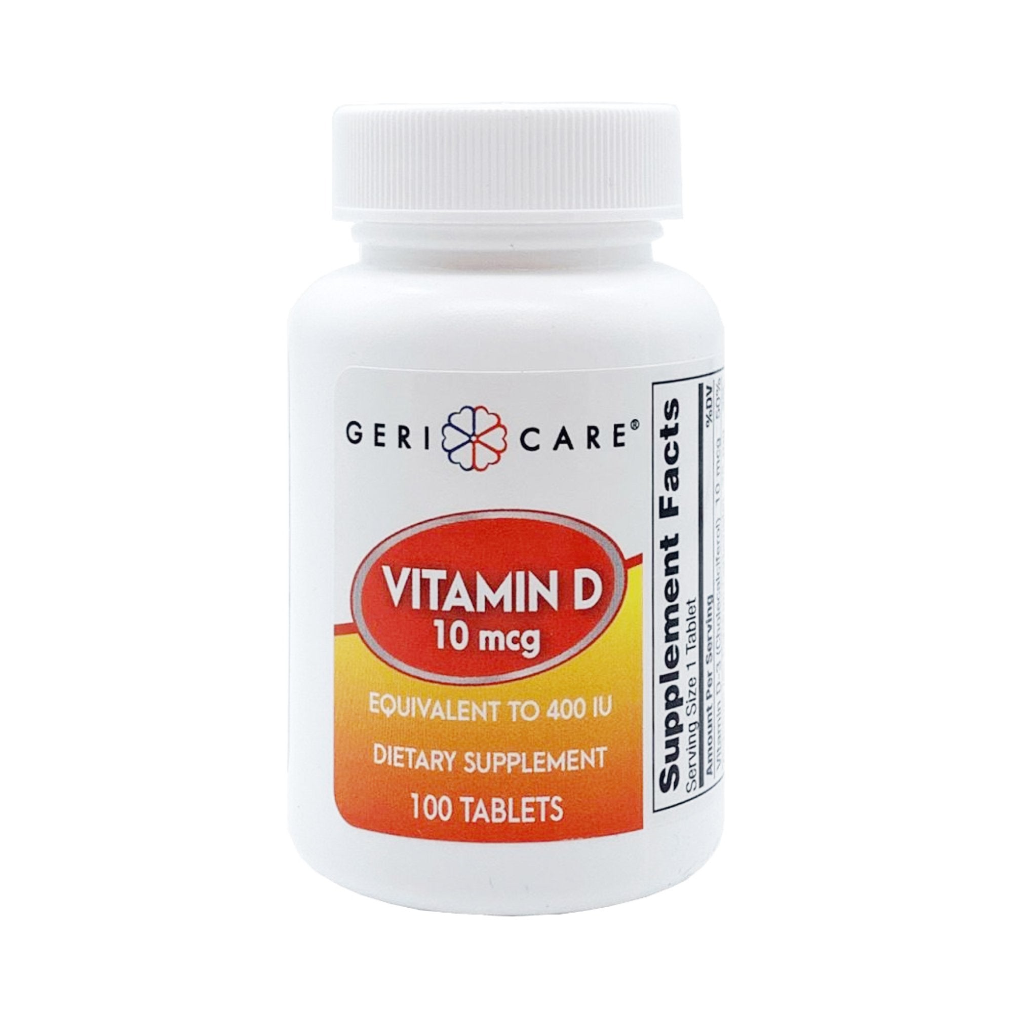 Geri-Care - Vitamin Supplement Geri-Care® Vitamin D3 400 IU Strength Tablet 100 per Bottle [12/CS]