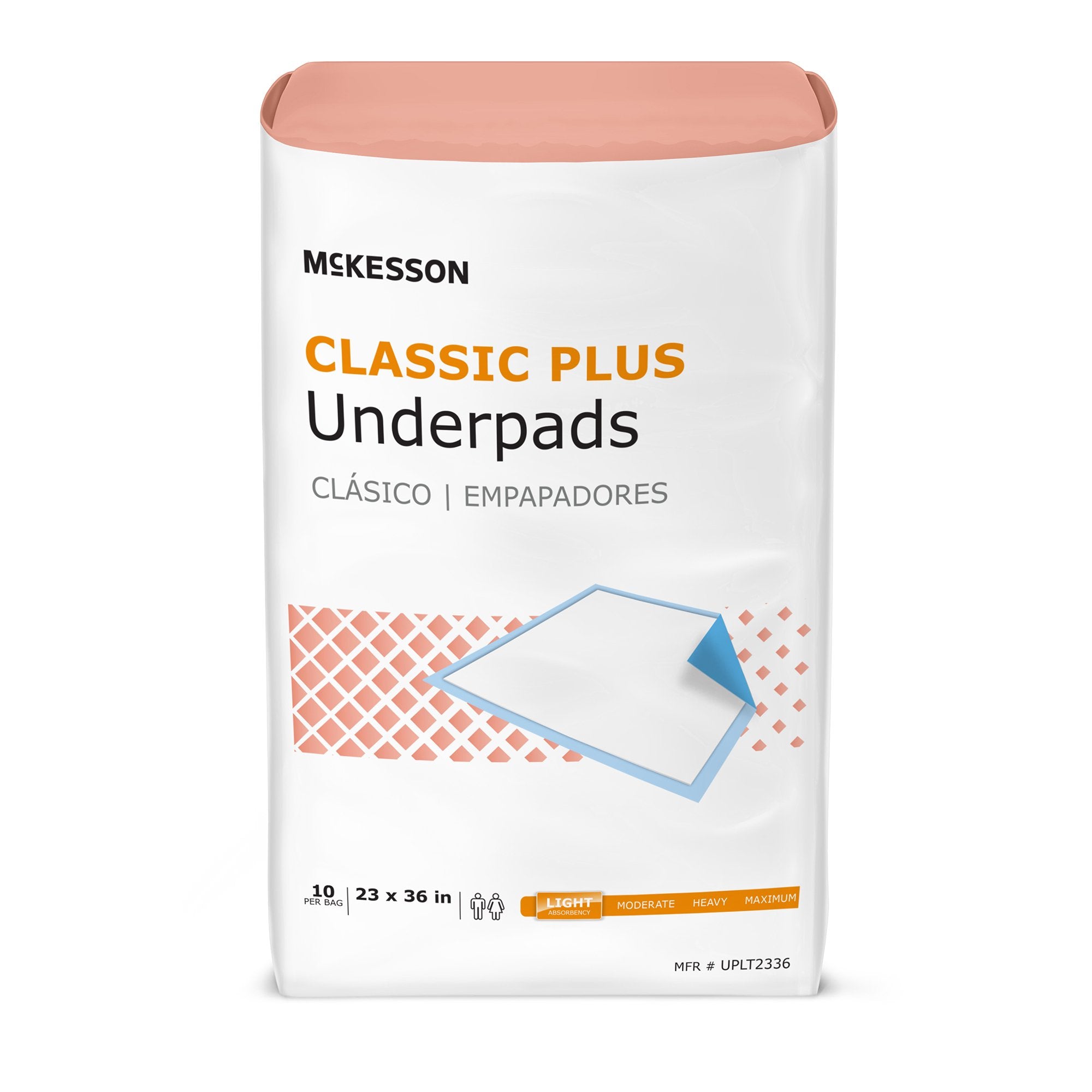 McKesson Brand - Disposable Underpad McKesson Classic Plus 23 X 36 Inch Fluff Mat Light Absorbency [150/CS]