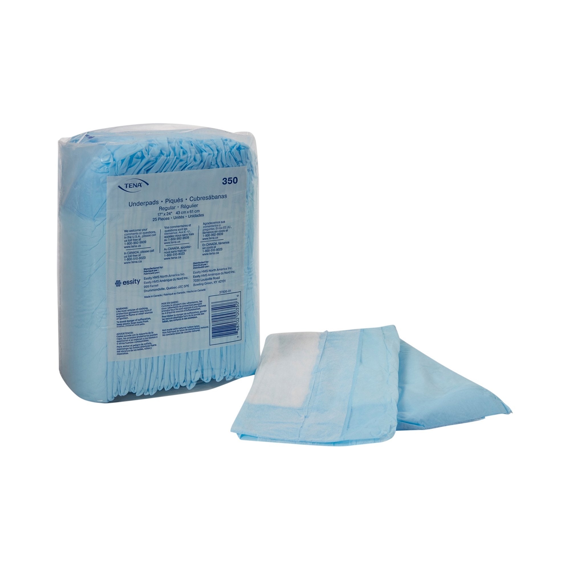 Essity HMS North America Inc - Disposable Underpad TENA® Regular 17 X 24 Inch Fluff Light Absorbency [12/CS]