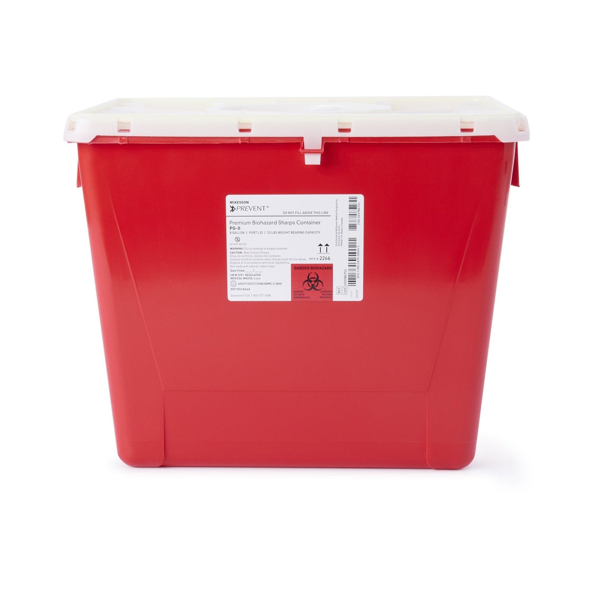 McKesson Brand - Sharps Container McKesson Prevent® Red Base 13-1/2 H X 17-3/10 W X 13 L Inch Vertical Entry 8 Gallon [9/CS]