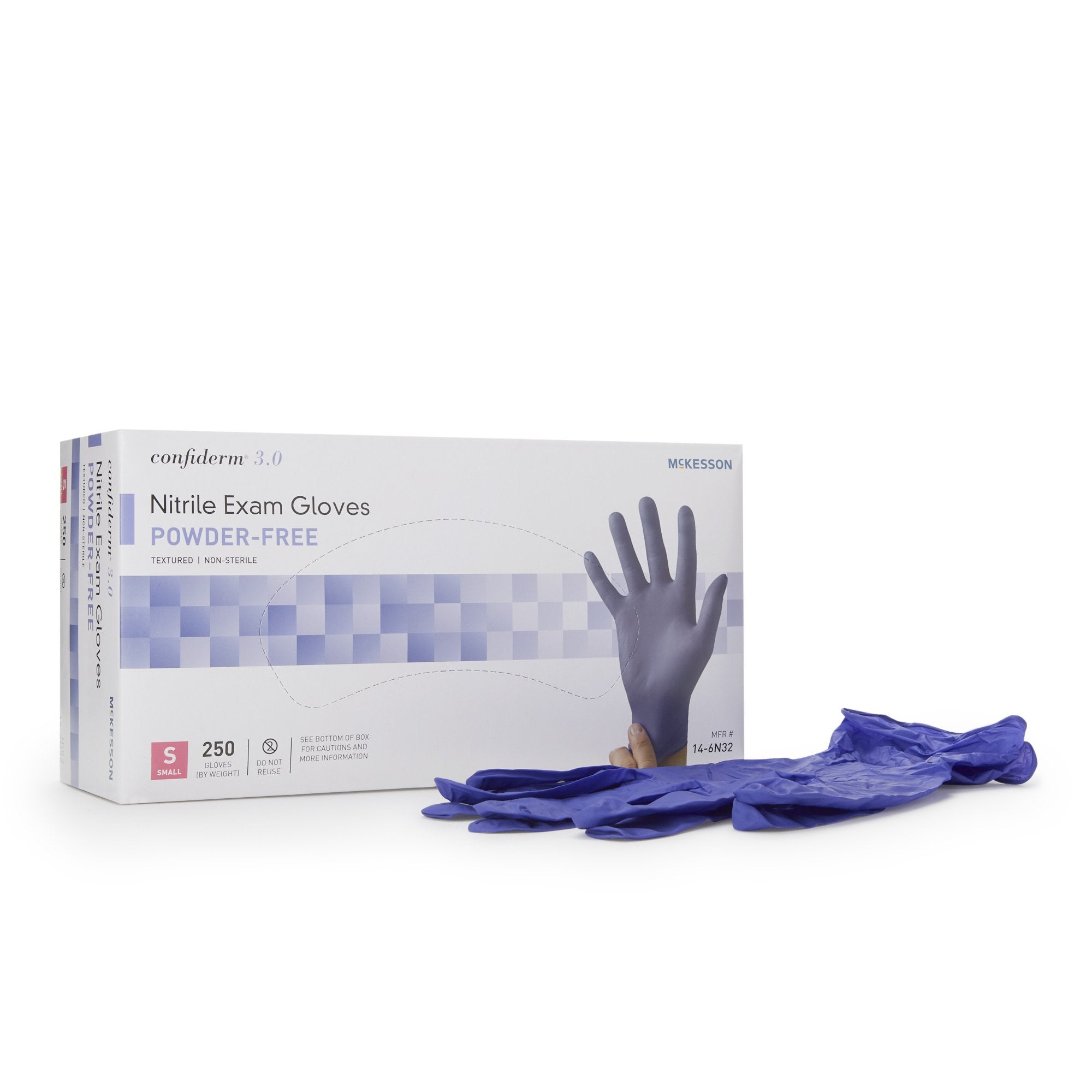 McKesson Brand - Exam Glove McKesson Confiderm® 3.0 Small NonSterile Nitrile Standard Cuff Length Textured Fingertips Blue Not Rated [10/CS]