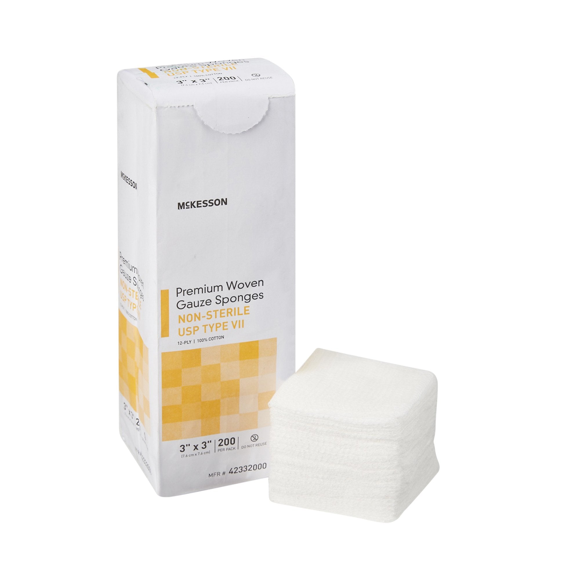 McKesson Brand - Gauze Sponge McKesson 3 X 3 Inch 12-Ply NonSterile 200 per Pack [4000/CS] (1043629_CS)