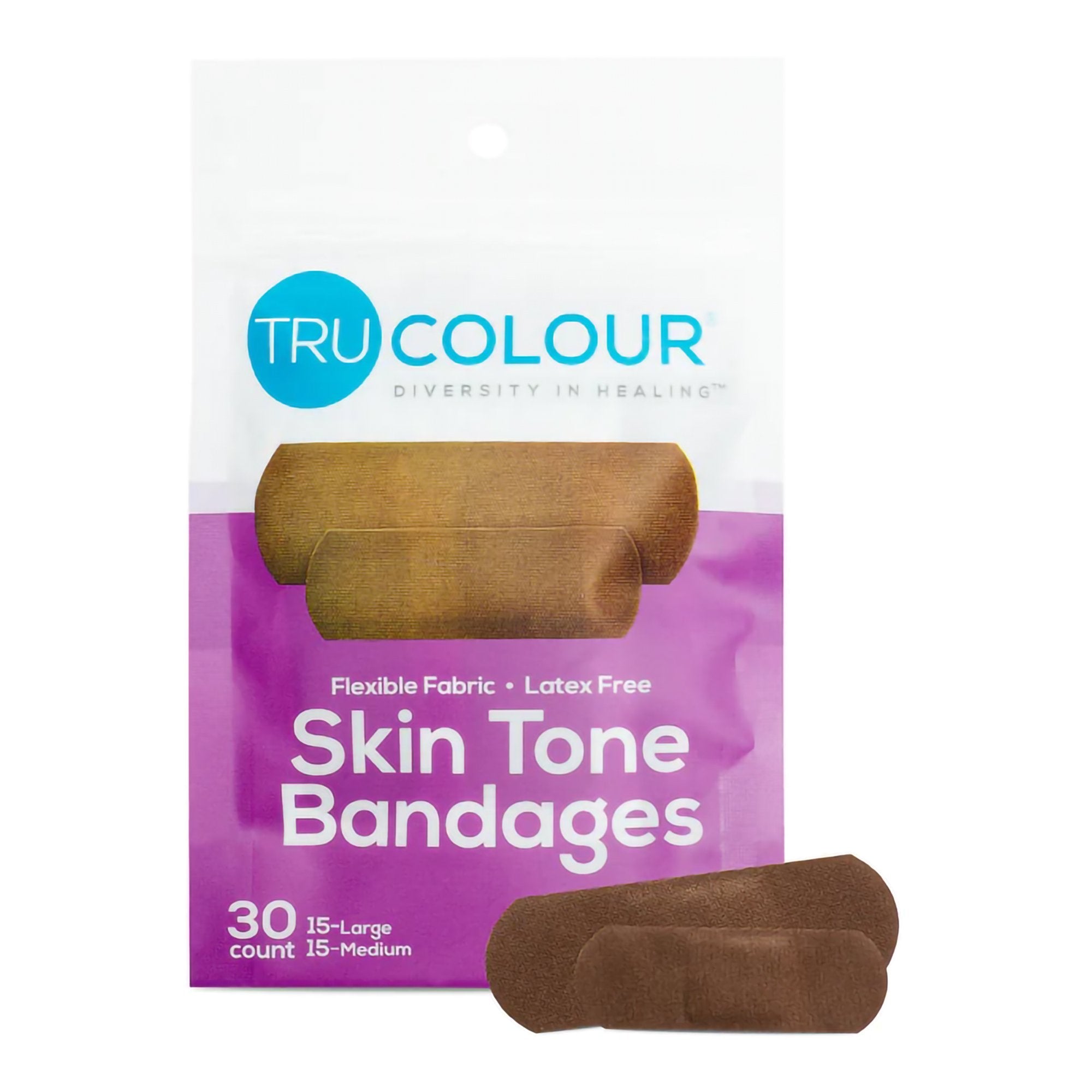 Tru-Colour Products LLC - Waterproof Adhesive Strip Tru-Colour® 1 X 3 Inch Fabric Rectangle Dark Brown Sterile [1500/CS]