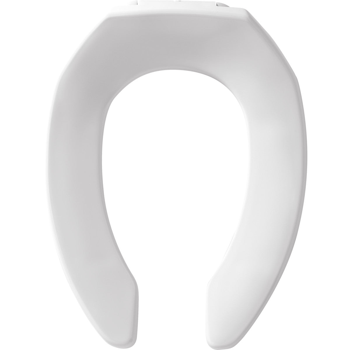 Bemis Elongated Open Front Less Cover Commercial Plastic Toilet Seat in White with STA-TITE® Commercial Fastening System Check Hinge