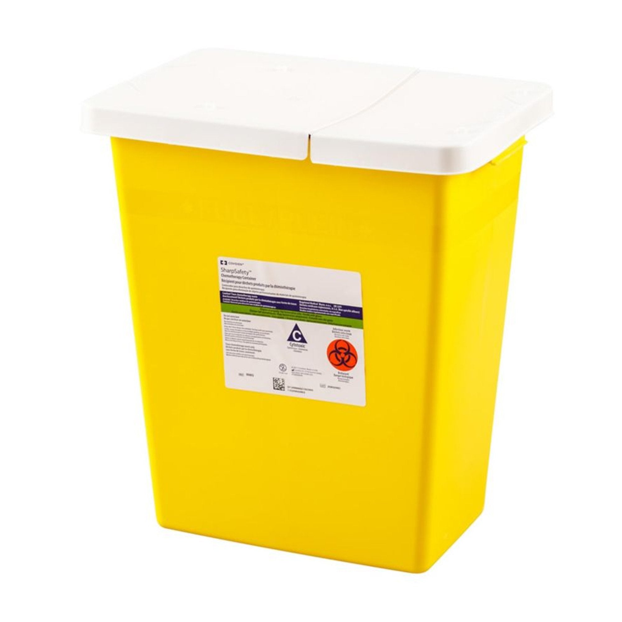 Cardinal - Chemotherapy Waste Container SharpSafety™ Yellow Base 17-1/2 H X 15-1/2 W X 11 D Inch Horizontal / Vertical Entry 8 Gallon [10/CS]