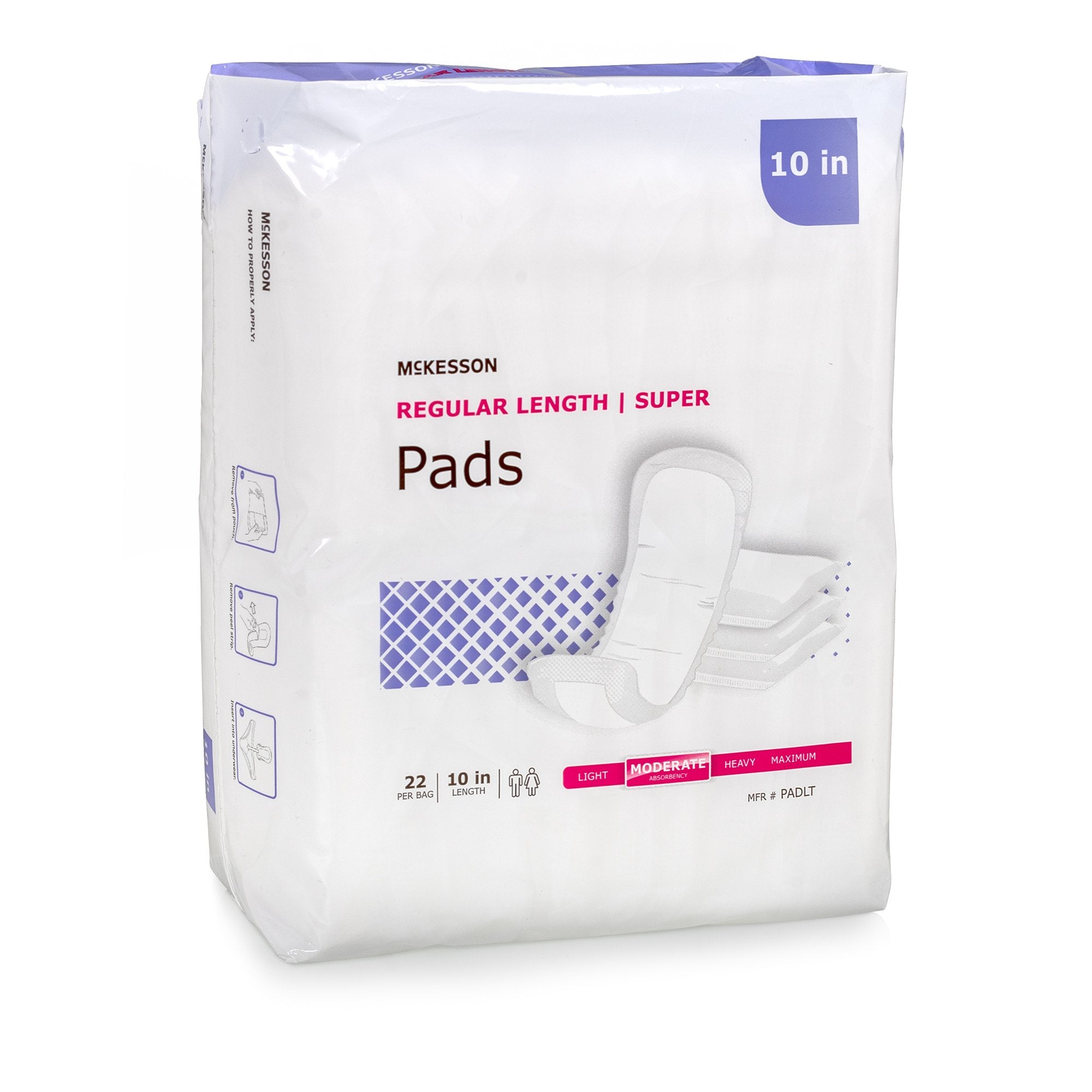 McKesson Brand - Bladder Control Pad McKesson Super 10 Inch Length Moderate Absorbency Polymer Core One Size Fits Most [6/CS]