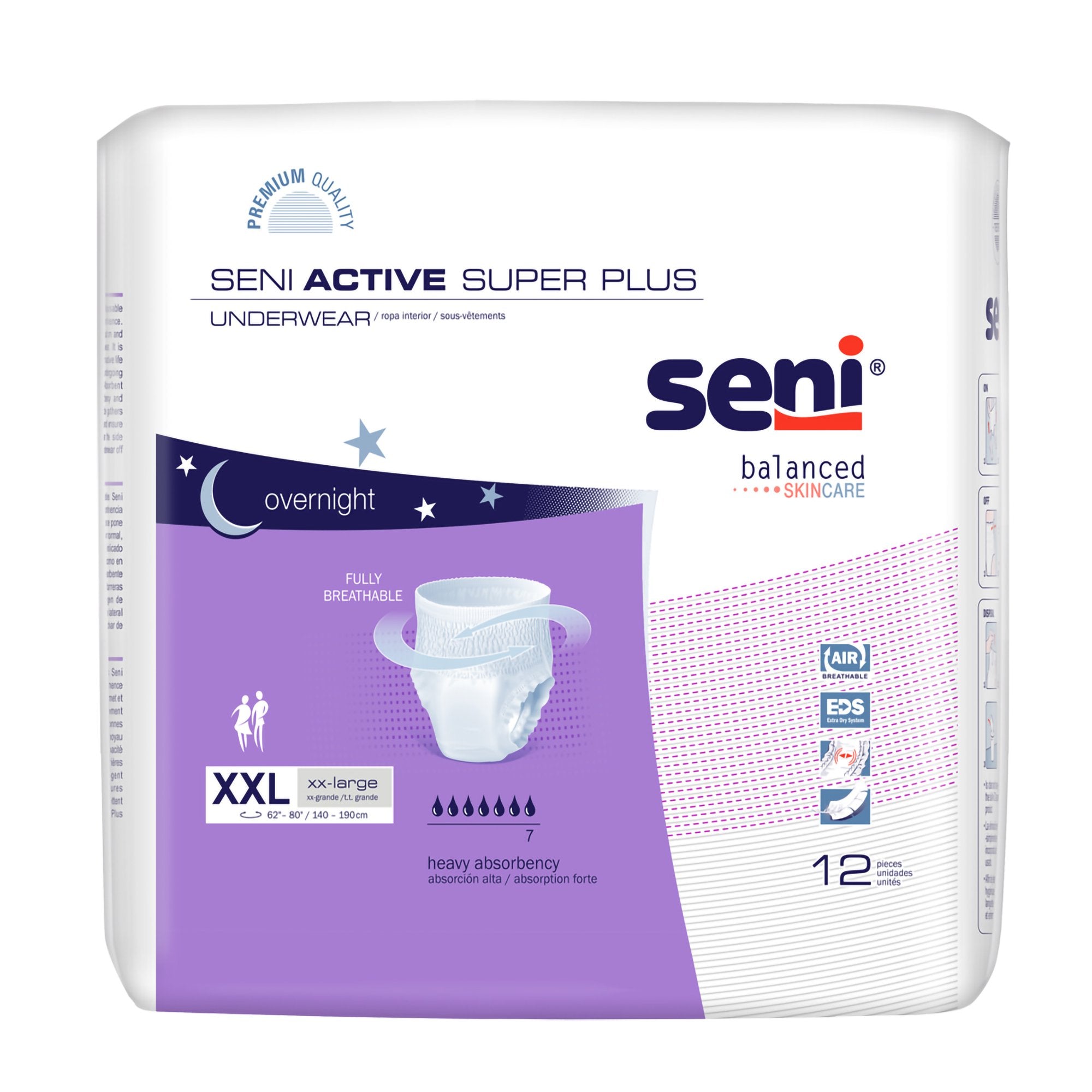 TZMO USA Inc - Unisex Adult Absorbent Underwear Seni® Active Super Plus Pull On with Tear Away Seams 2X-Large Disposable Heavy Absorbency [48/CS]