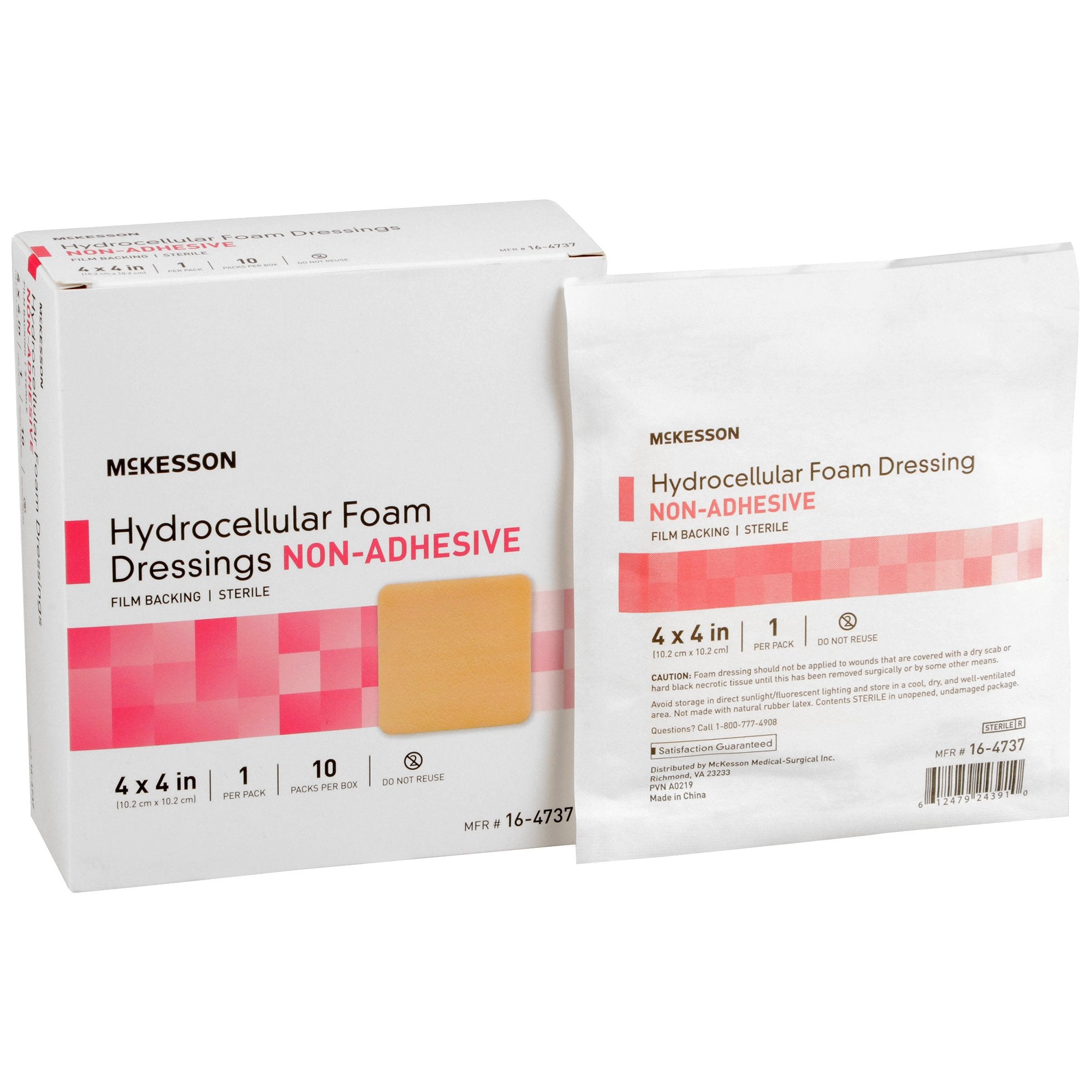 McKesson Brand - Foam Dressing McKesson 4 X 4 Inch Without Border Film Backing Nonadhesive Square Sterile [100/CS] (1138302_CS)