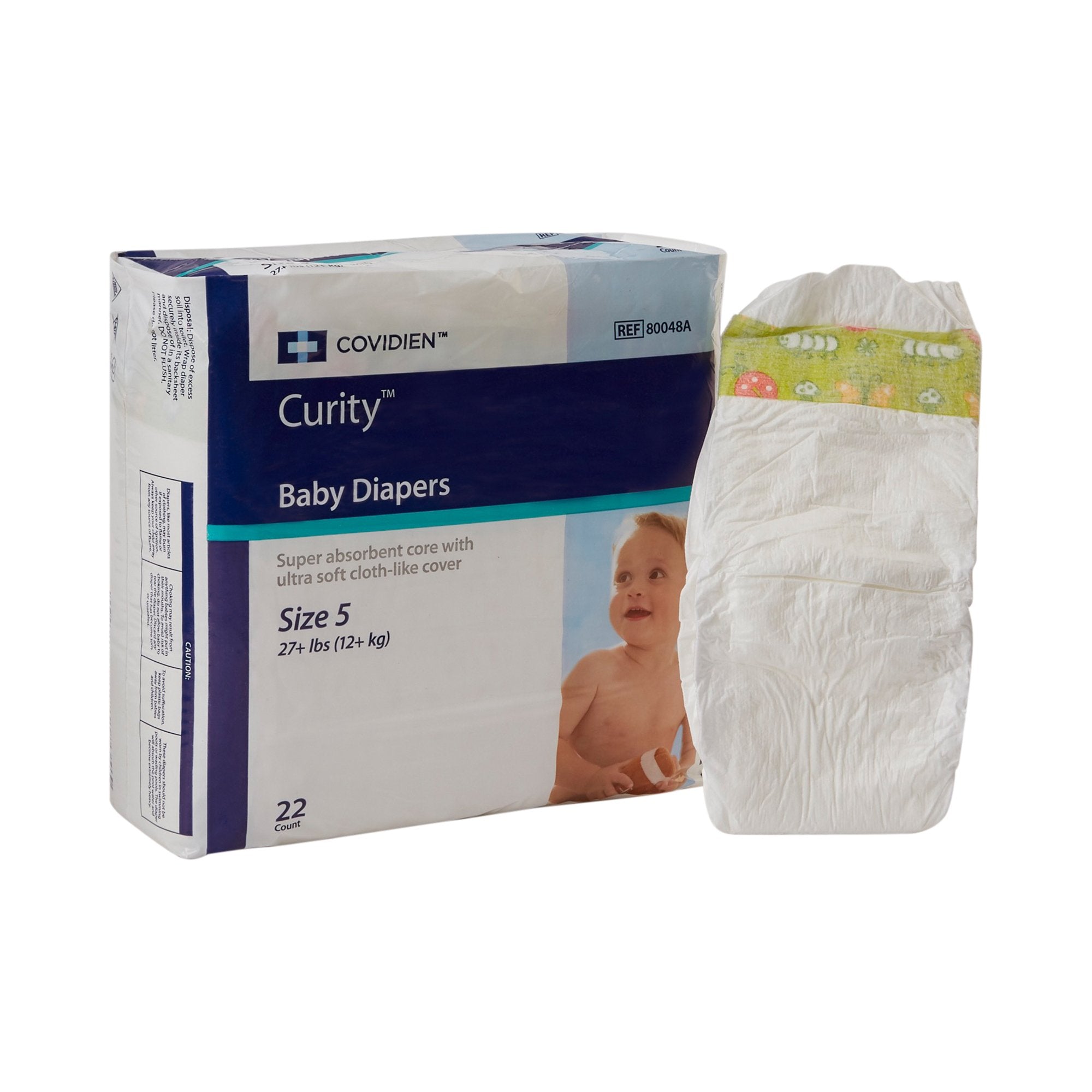 Cardinal - Unisex Baby Diaper Curity™ Size 5 Disposable Heavy Absorbency [176/CS]