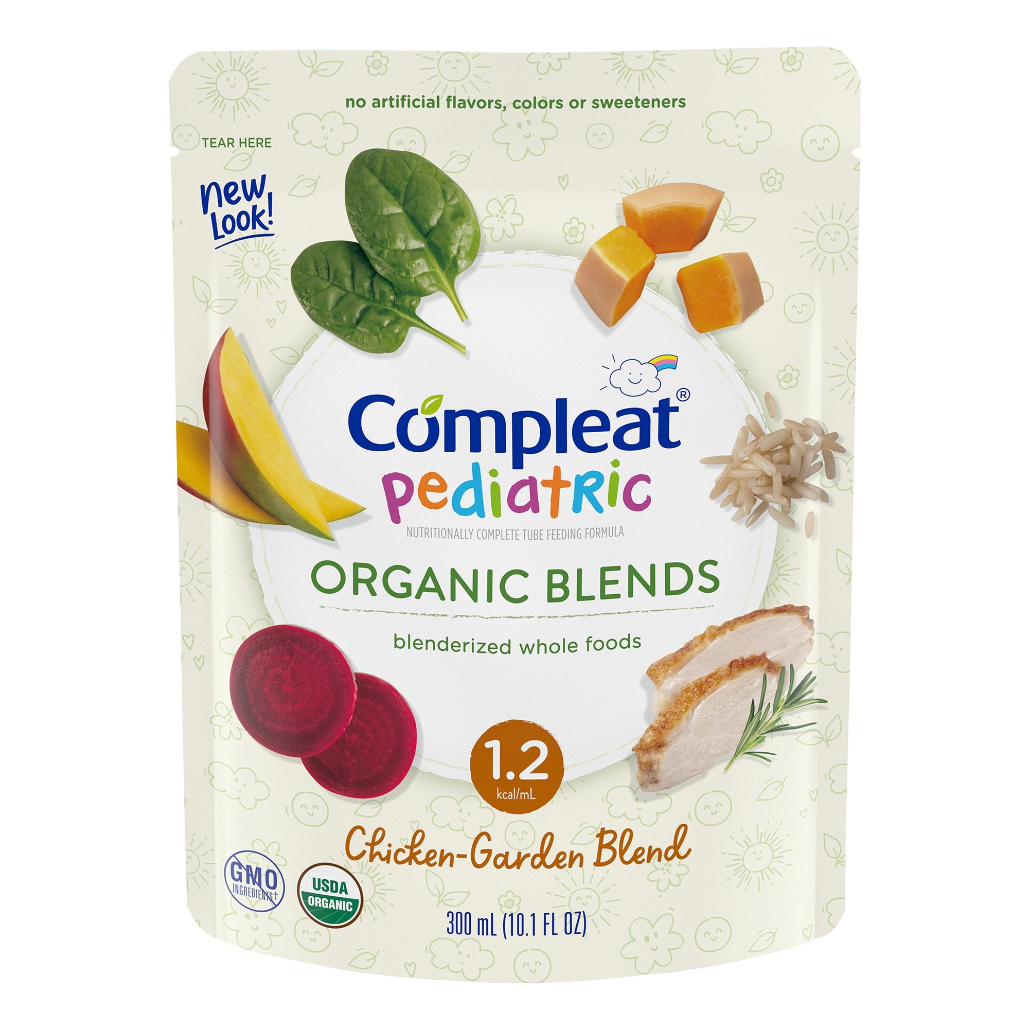 Nestle Healthcare Nutrition - Pediatric Oral Supplement Compleat® Pediatric Organic Blends Chicken-Garden Flavor 10.1 oz. Pouch Liquid Organic Food Allergies [24/CS]