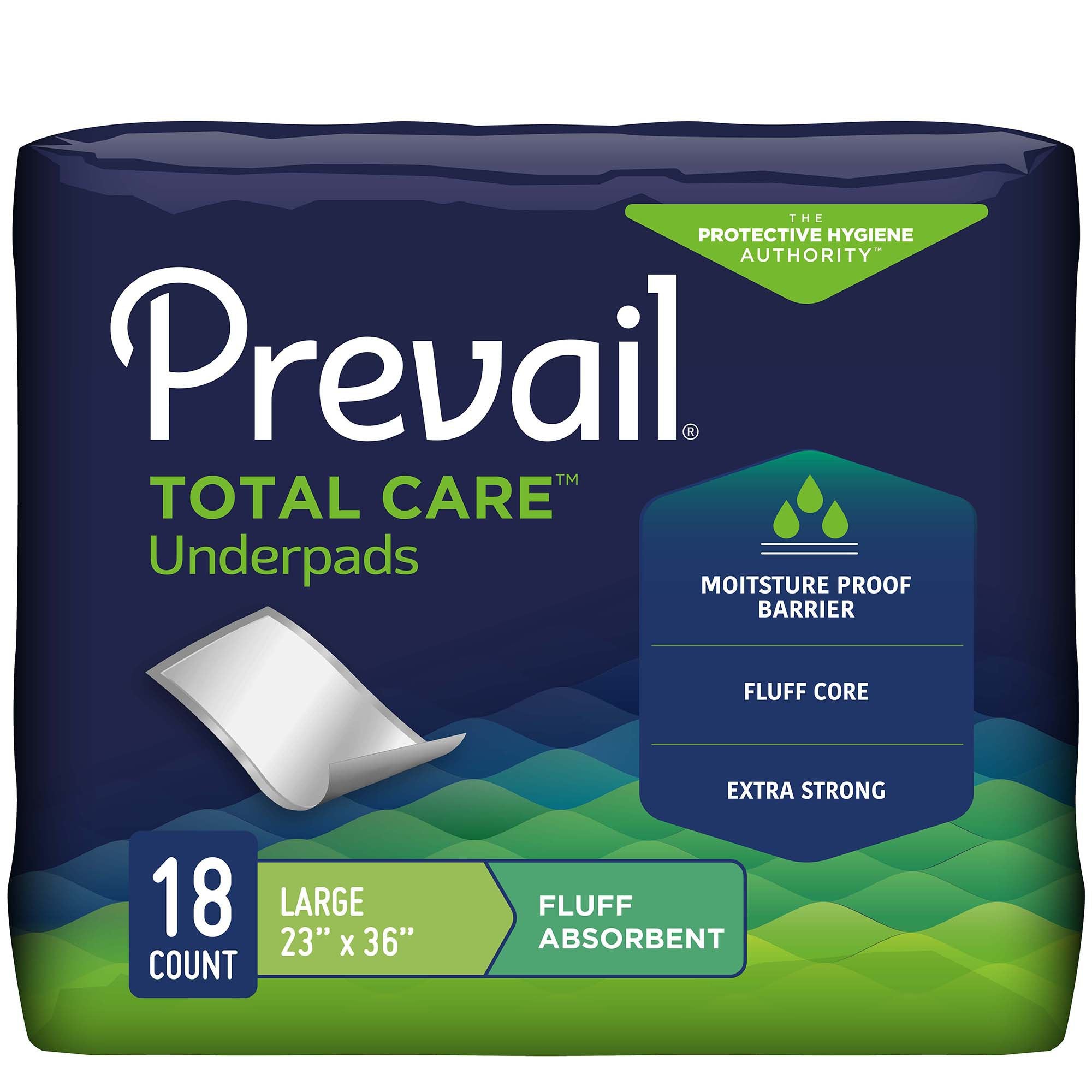 First Quality - Disposable Underpad Prevail® Total Care™ 23 X 36 Inch Fluff Light Absorbency [72/CS]