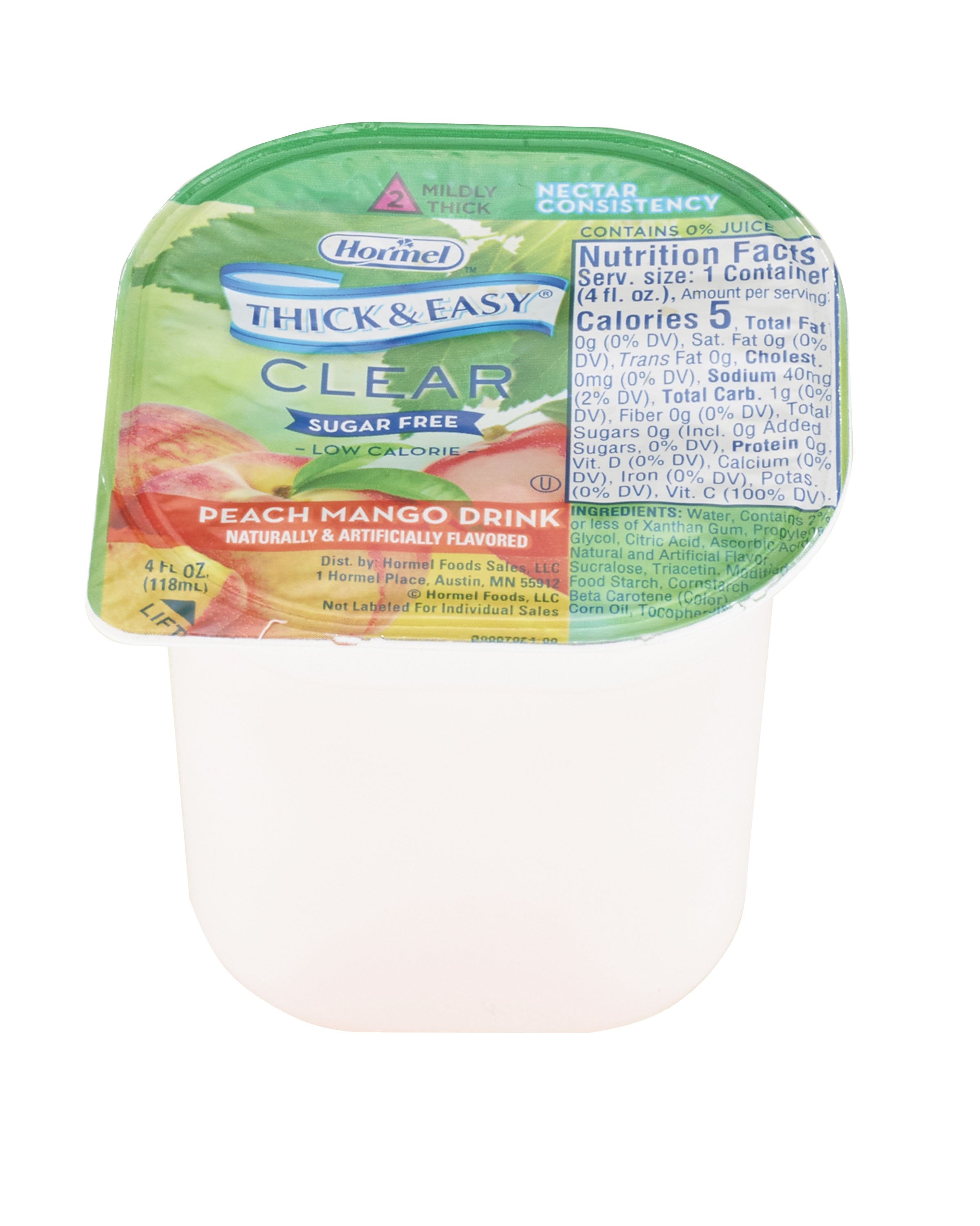 Hormel Food Sales - Thickened Beverage Thick & Easy® Clear 4 oz. Portion Cup Peach Mango Flavor Liquid IDDSI Level 2 Mildly Thick [24/CS]