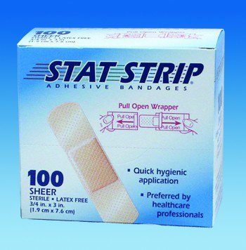 Dukal - Adhesive Strip American® White Cross Stat Strip® 1 X 3 Inch Plastic Rectangle Sheer Sterile [1200/CS]