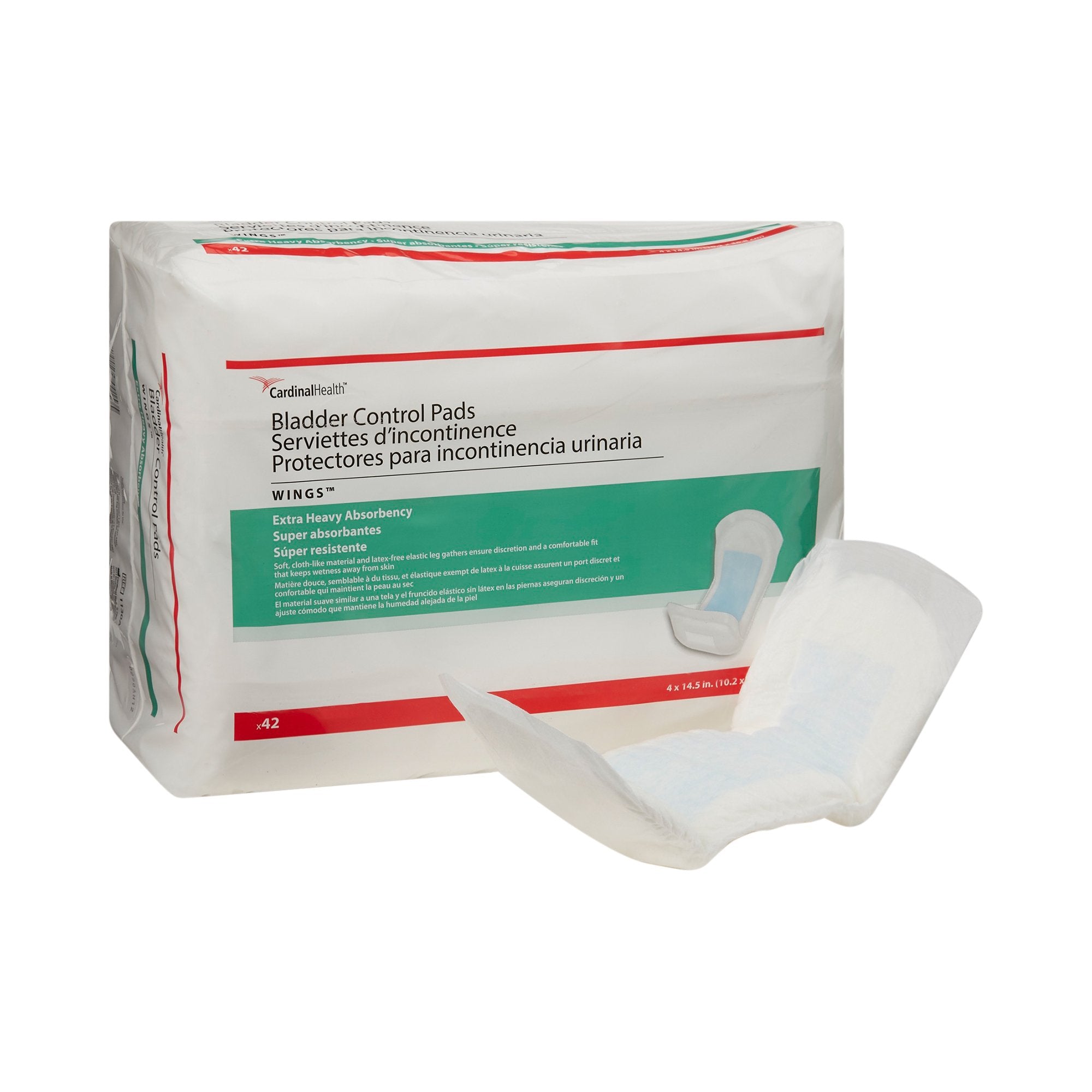 Cardinal - Bladder Control Pad Sure Care™ 4 X 14-1/2 Inch Heavy Absorbency Polymer Core One Size Fits Most [168/CS]