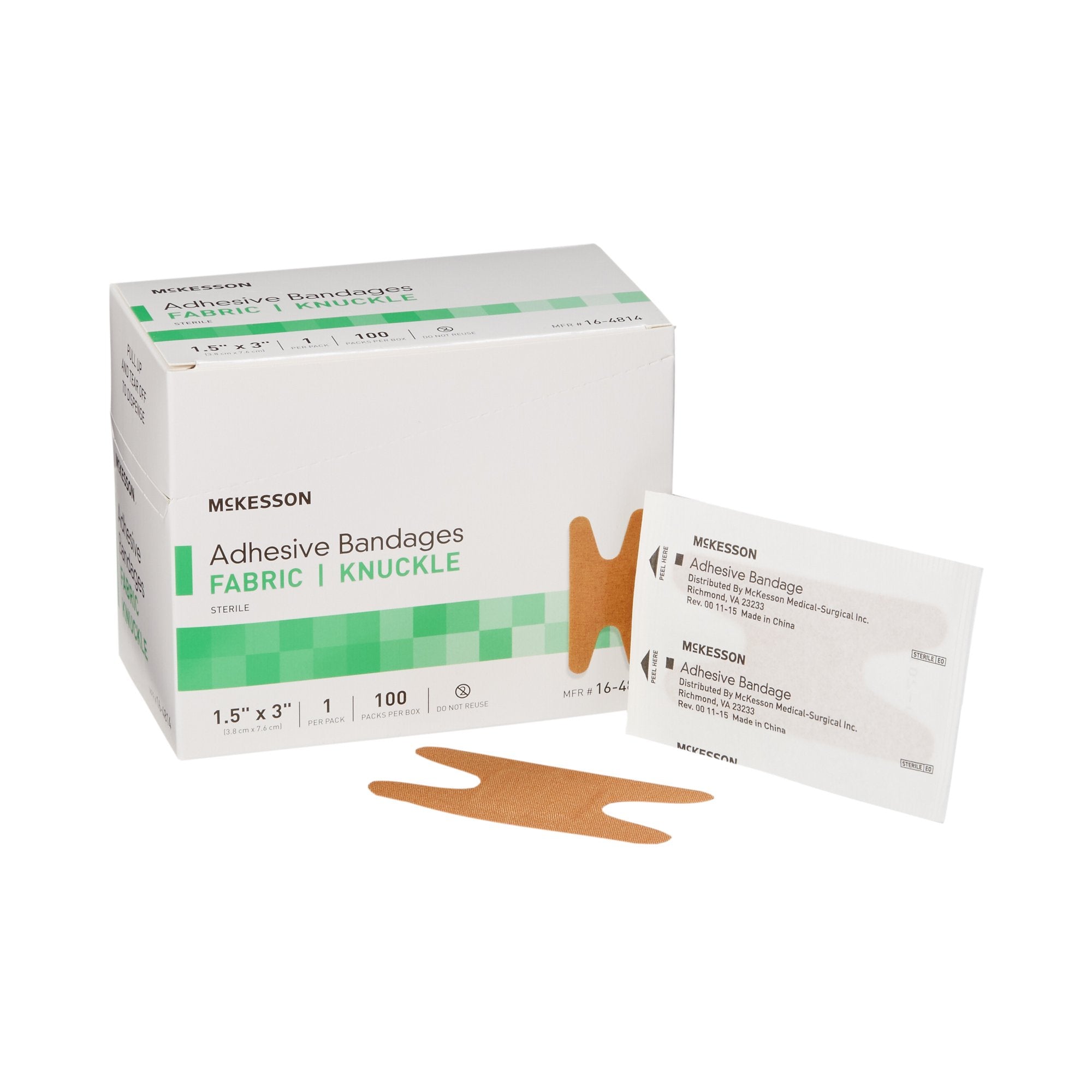 McKesson Brand - Adhesive Strip McKesson 1-1/2 X 3 Inch Fabric Knuckle Tan Sterile [2400/CS]